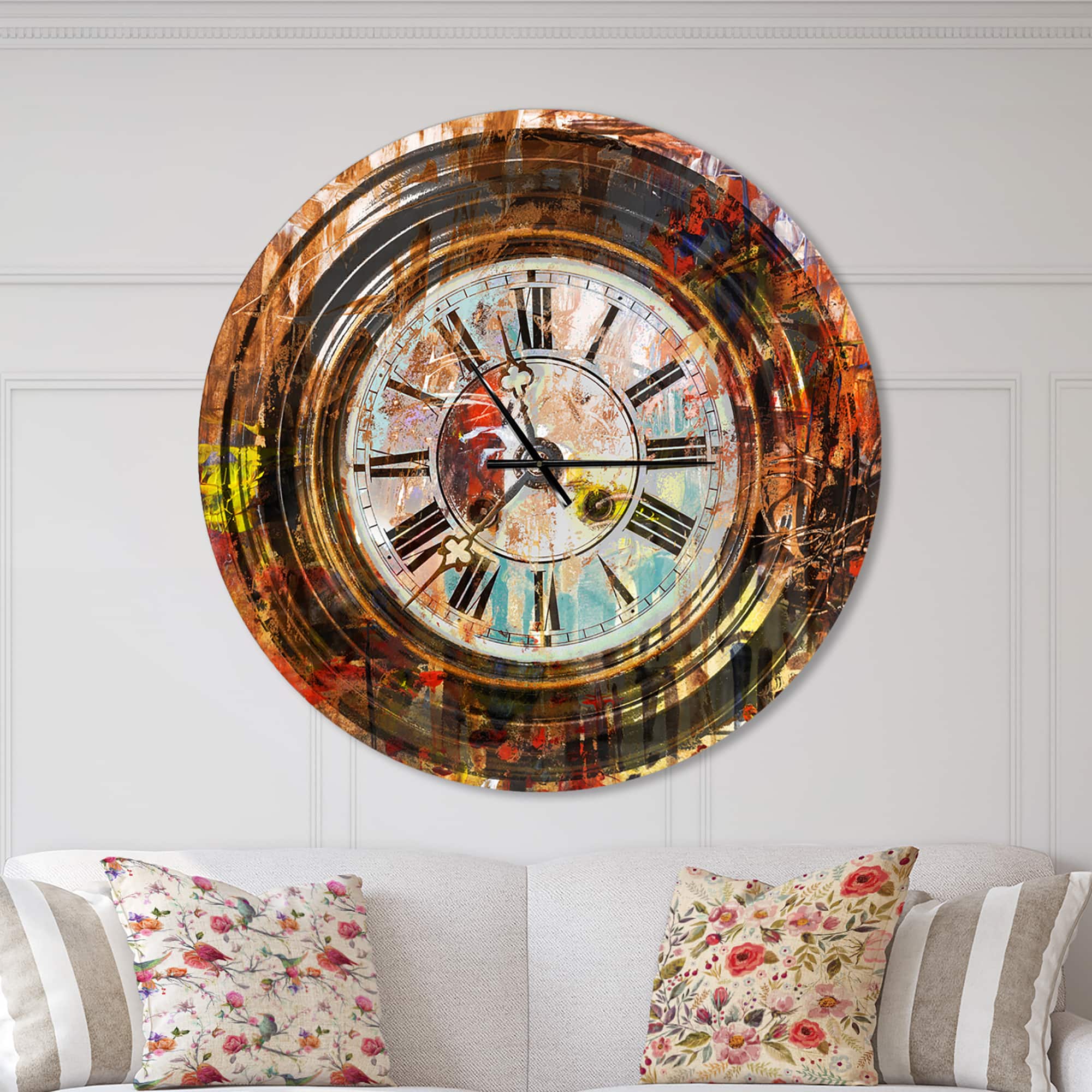 Designart 'People And Time Acrylic Painting Industrial Wall Clock