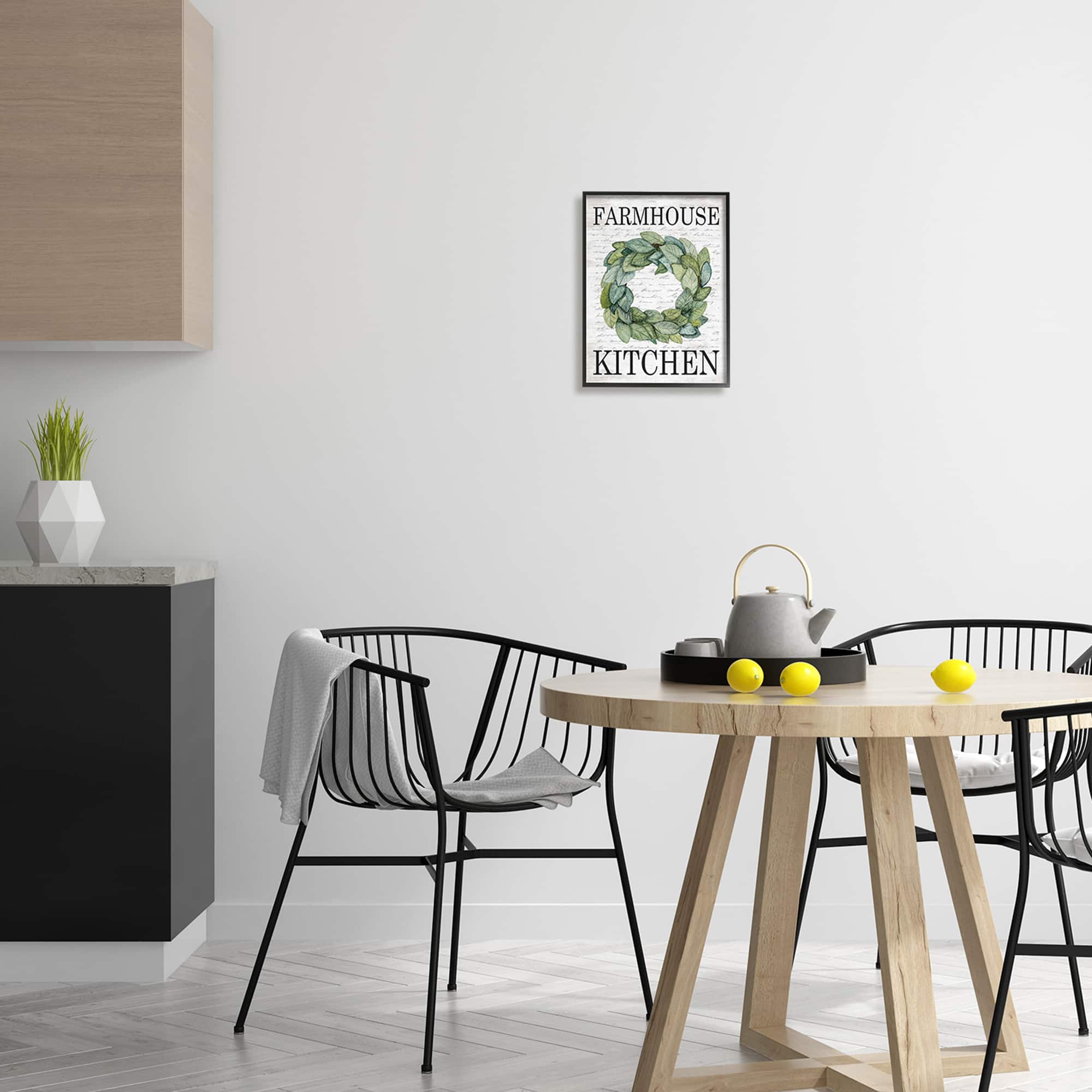 Stupell Industries Farmhouse Kitchen Phrase Tree Leaf Wreath Soft Script Framed Wall Art