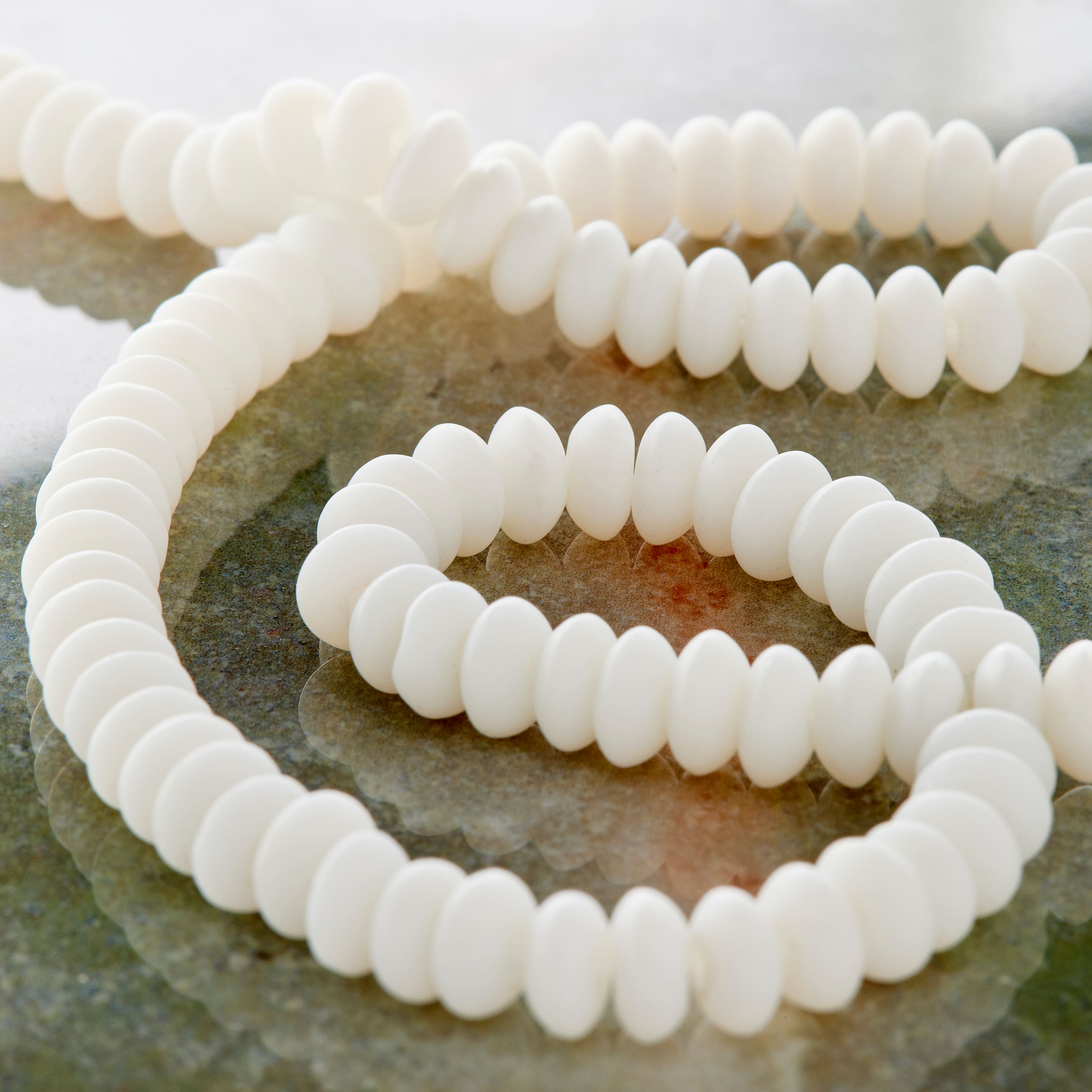 12 Pack: White Glass Rondelle Beads, 6mm by Bead Landing™