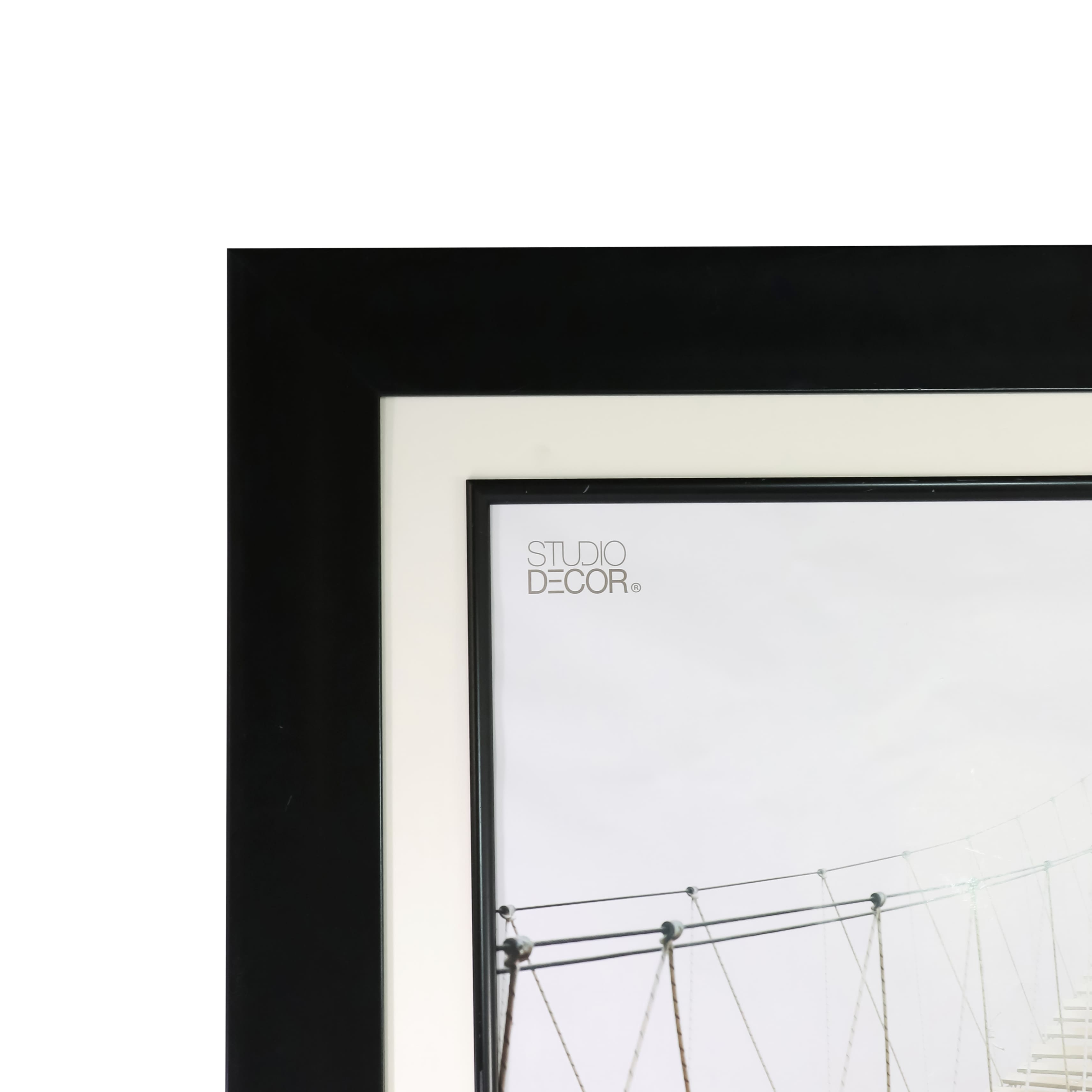 Home Black Flat Frame with Beveled Mat by Studio Décor