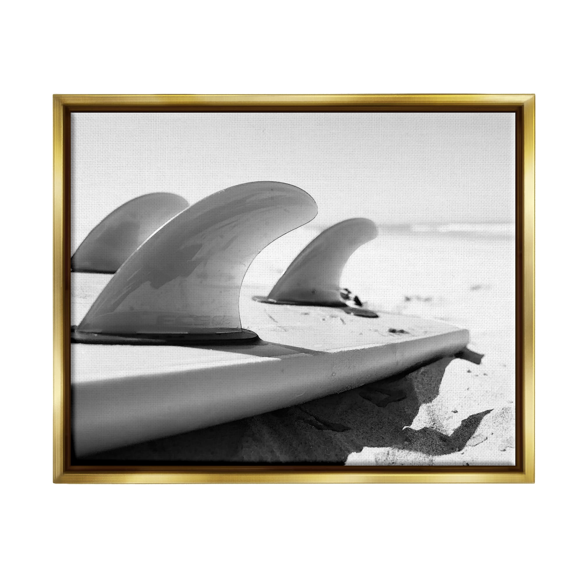 Stupell Industries Surfboard Fins Beach Coast Photography Framed Floater Canvas Wall Art