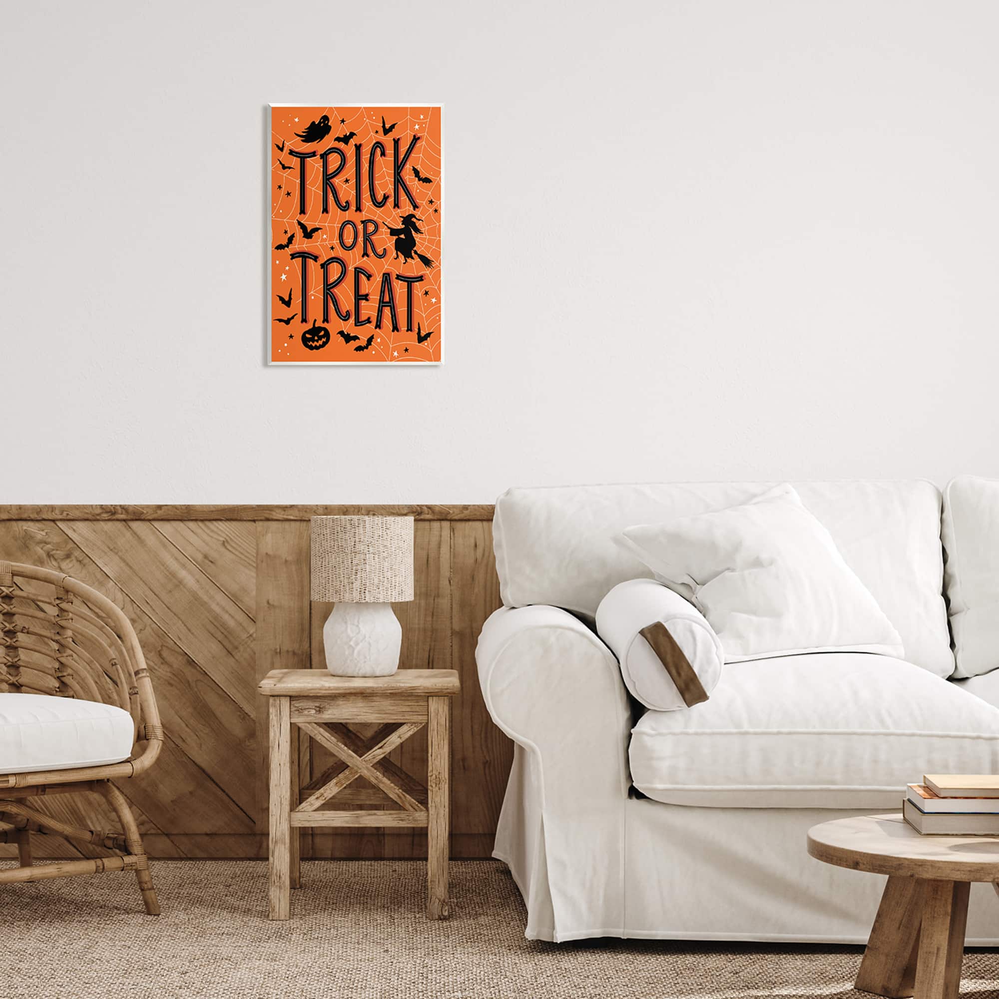 Stupell Industries Trick Or Treat Spider Web Wall Plaque Art