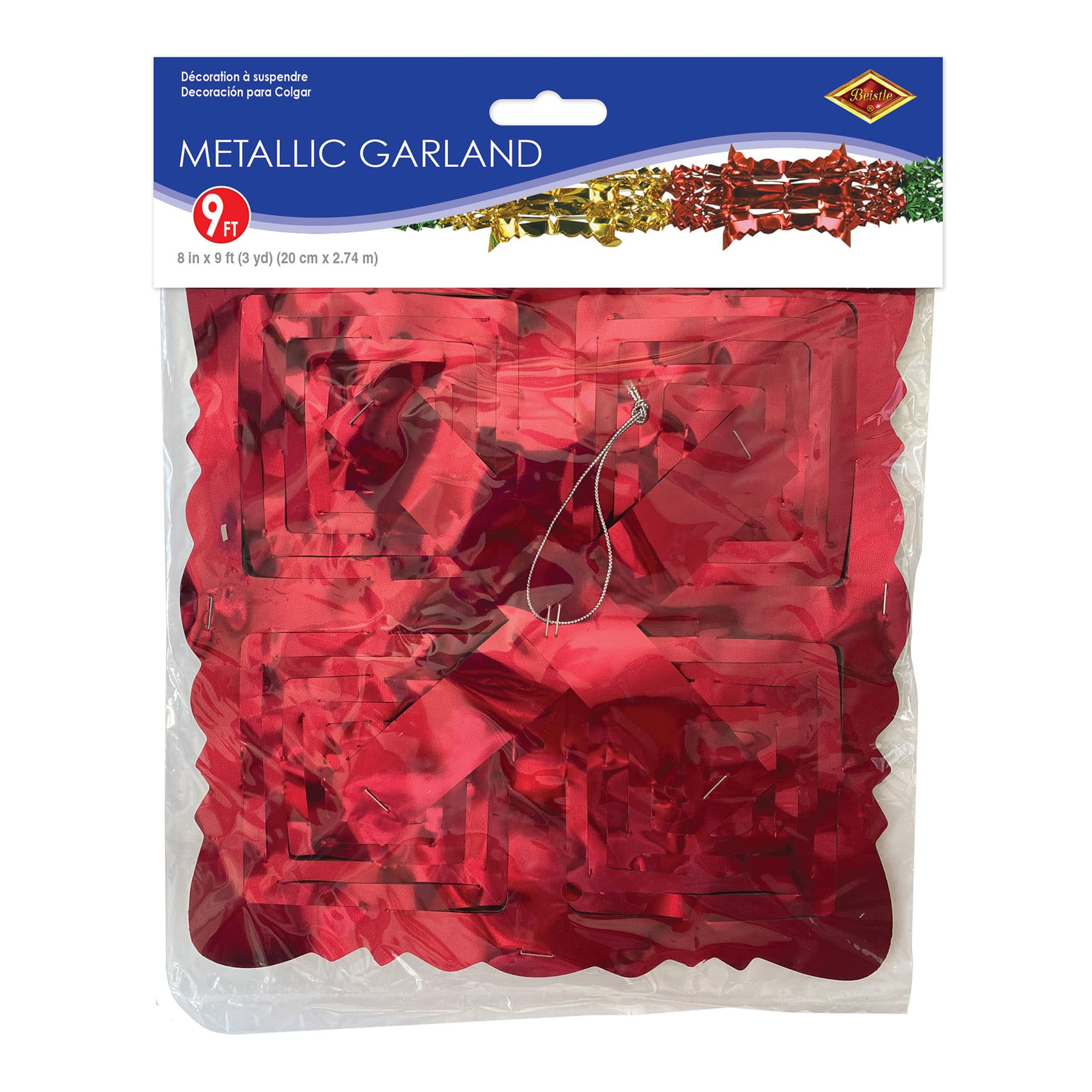 Beistle 9ft. Red, Green & Gold Metallic Garlands, 2ct.