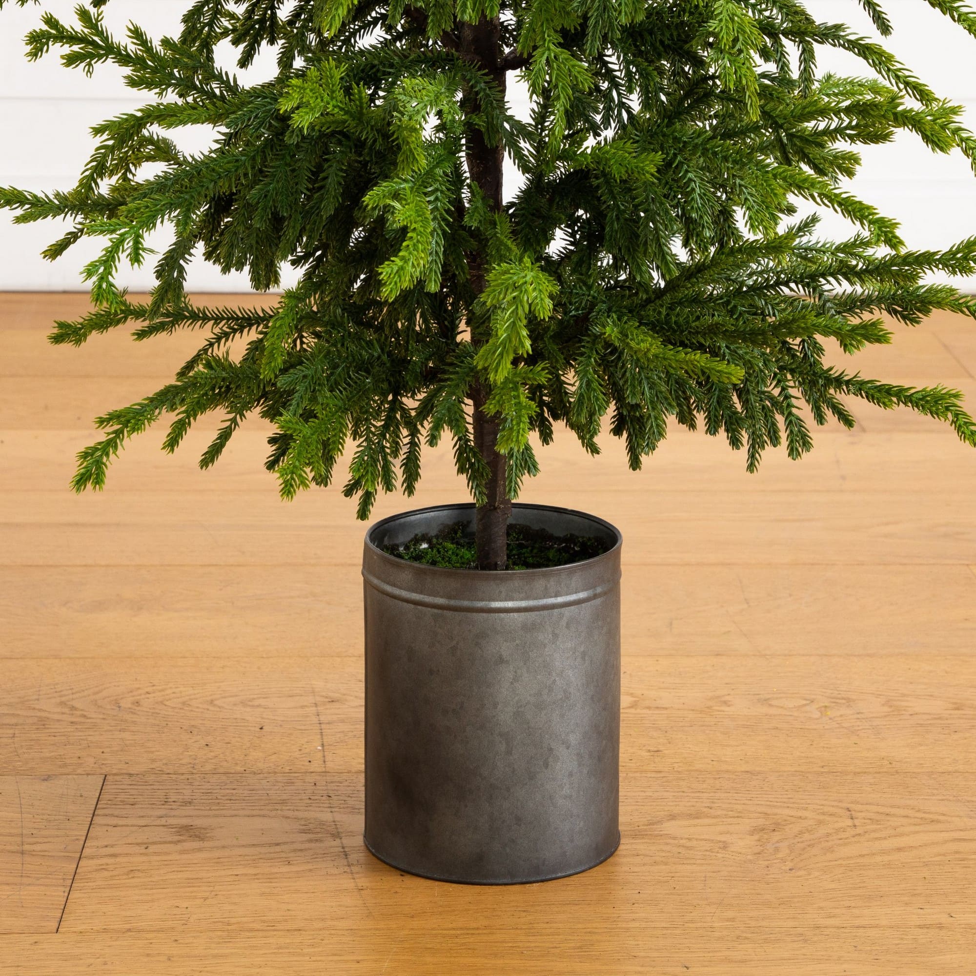Nearly Natural 4ft. Artificial Real Touch Natural Look Norfolk Island Pine in Tin Planter