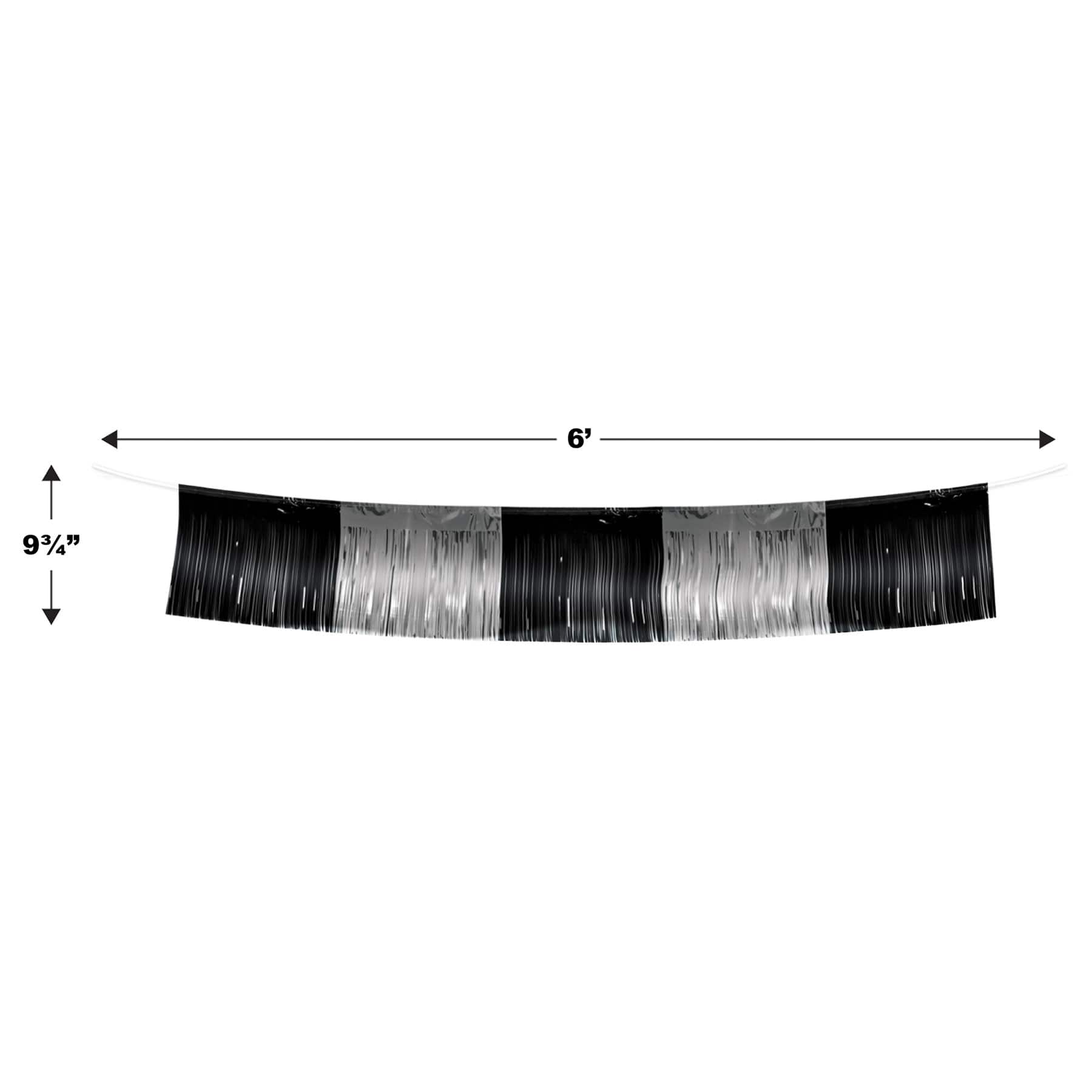 Beistle Black and Silver Metallic Fringe Garland Backdrop