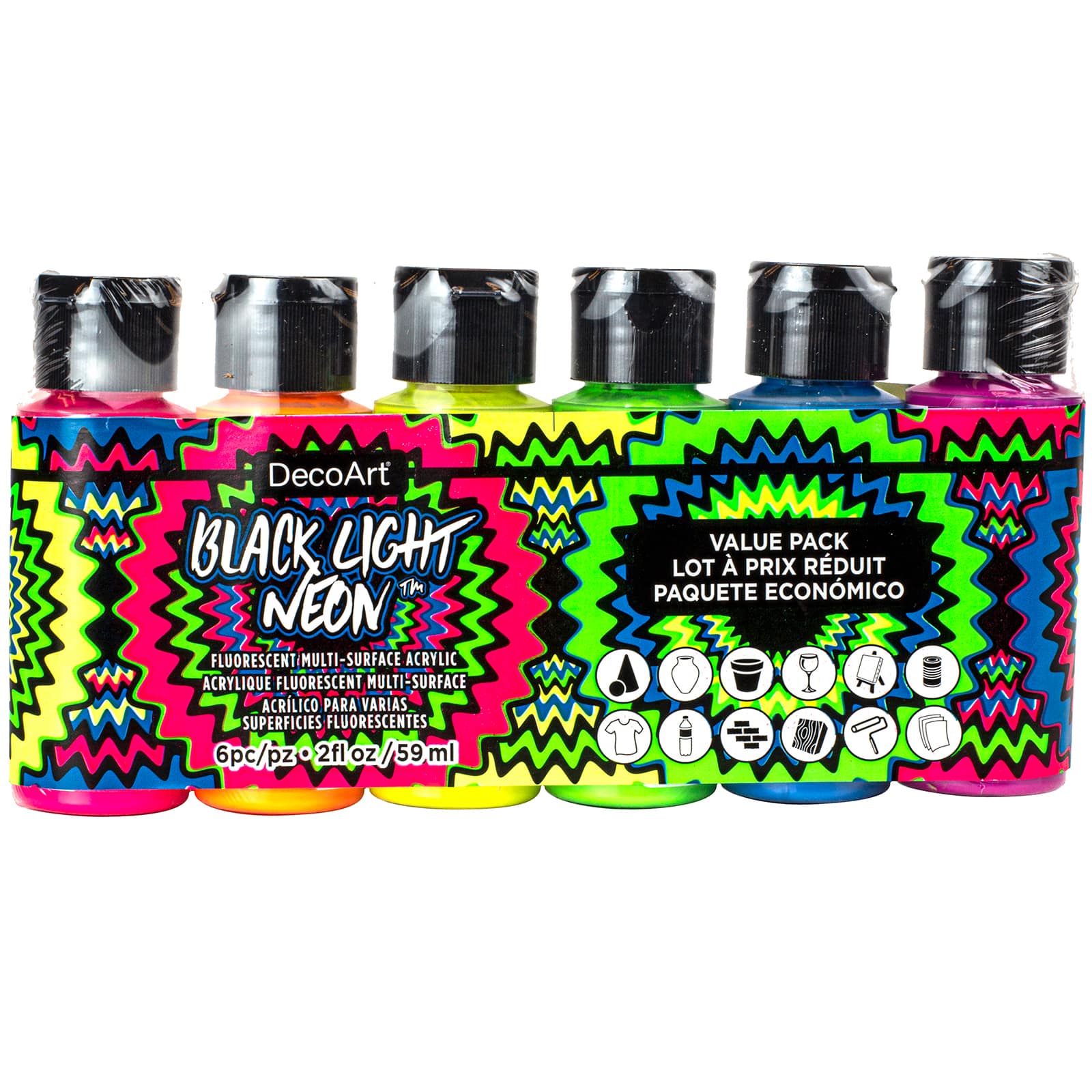 8 Packs: 6 ct. (48 total) DecoArt® Black Light Neon™ Set