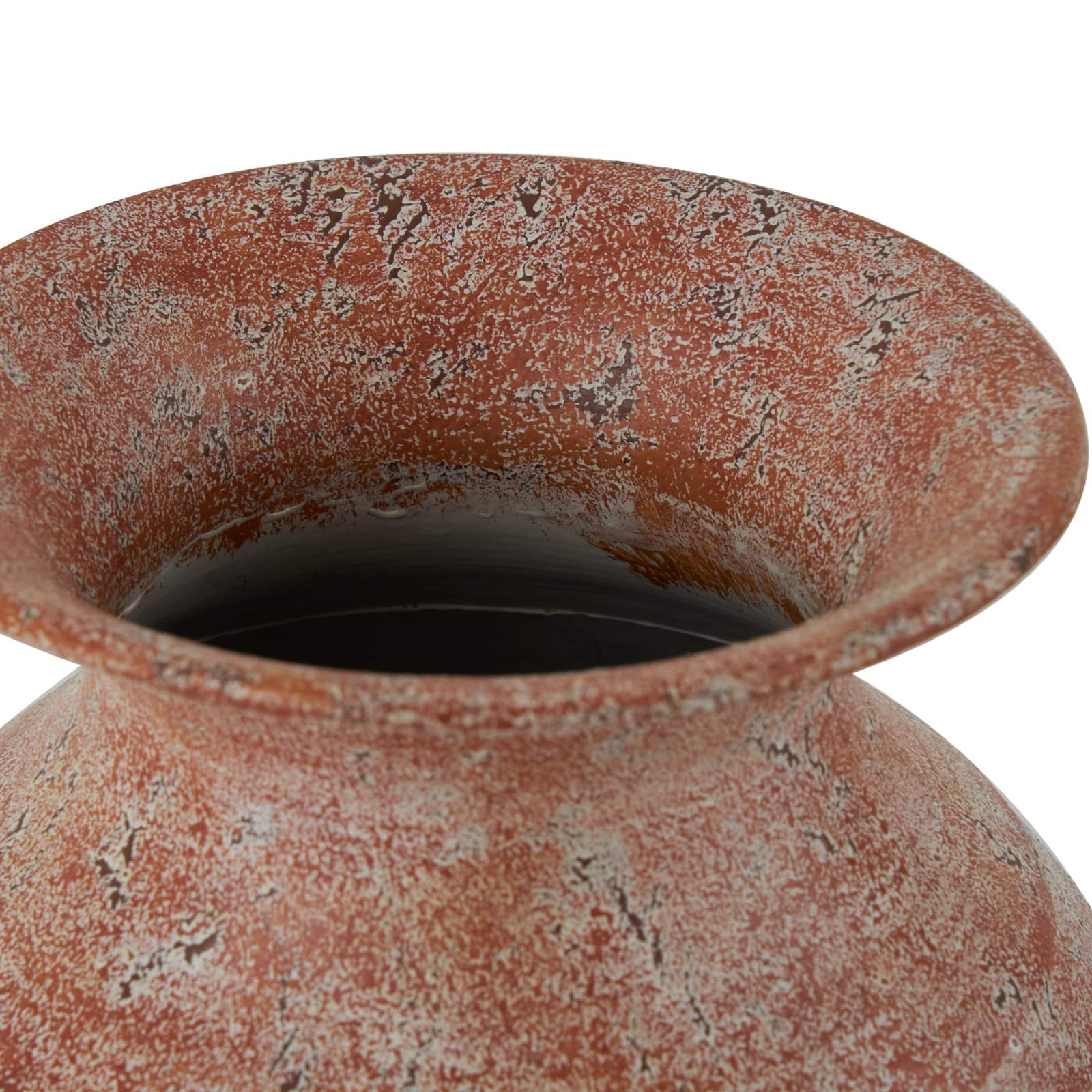 14" White & Rust Distressed Vase
