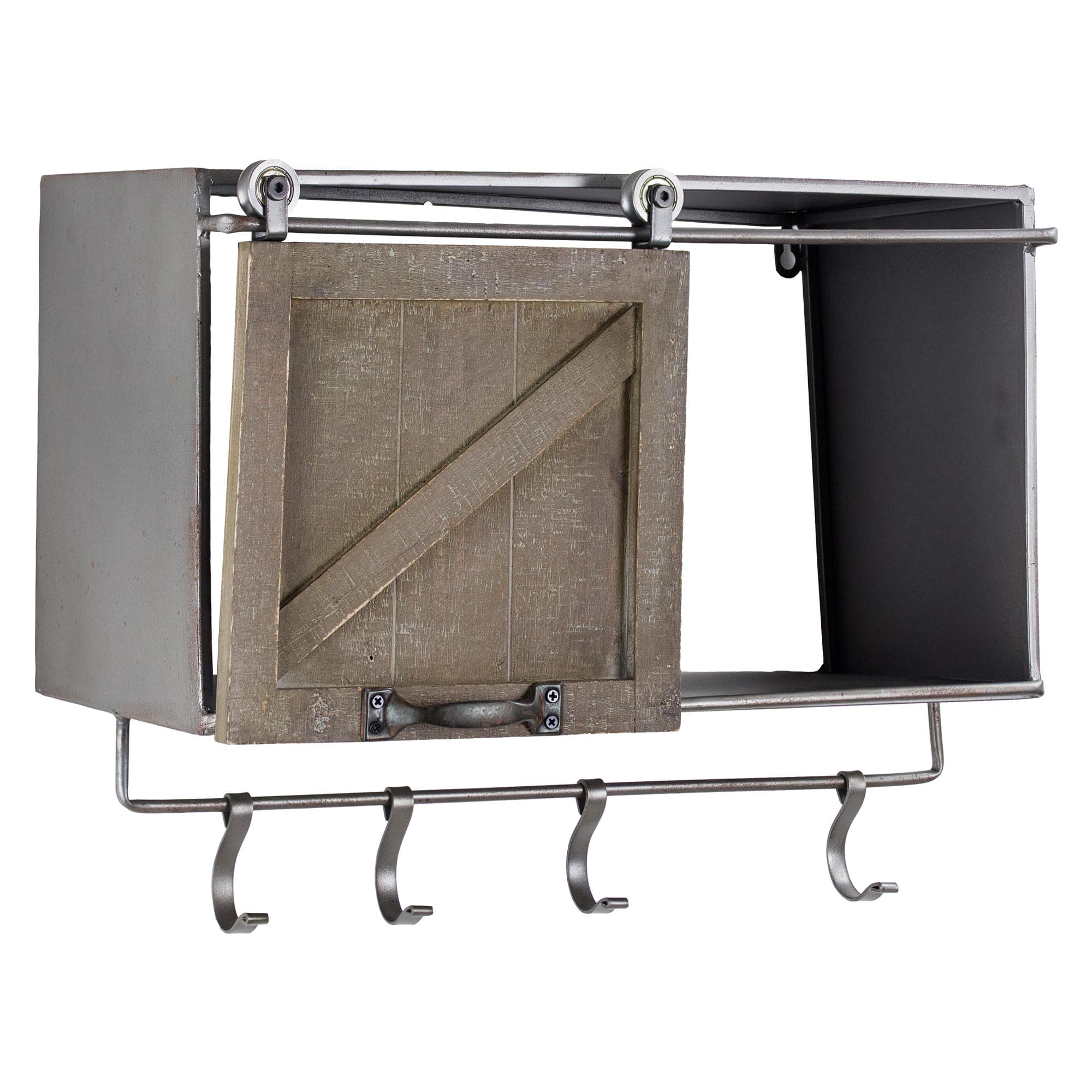 Rustic Sliding Barn Door Coat & Towel Rack