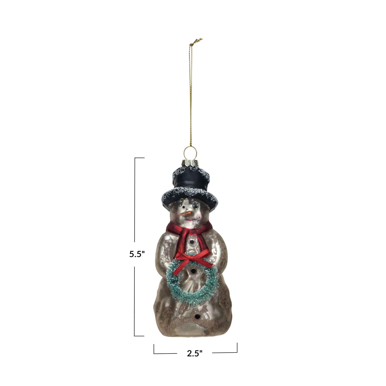 Hello Honey® 5.5" Mercury Glass Snowman with Wreath Ornament