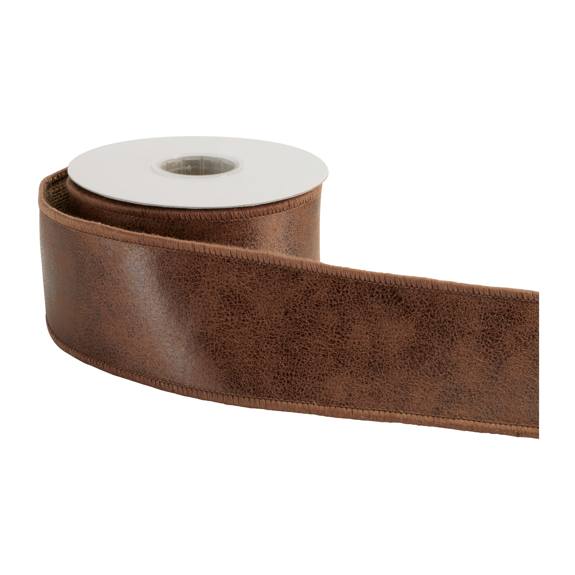 Melrose 2.5" x 5yd. Distressed Faux Leather Wired Ribbon