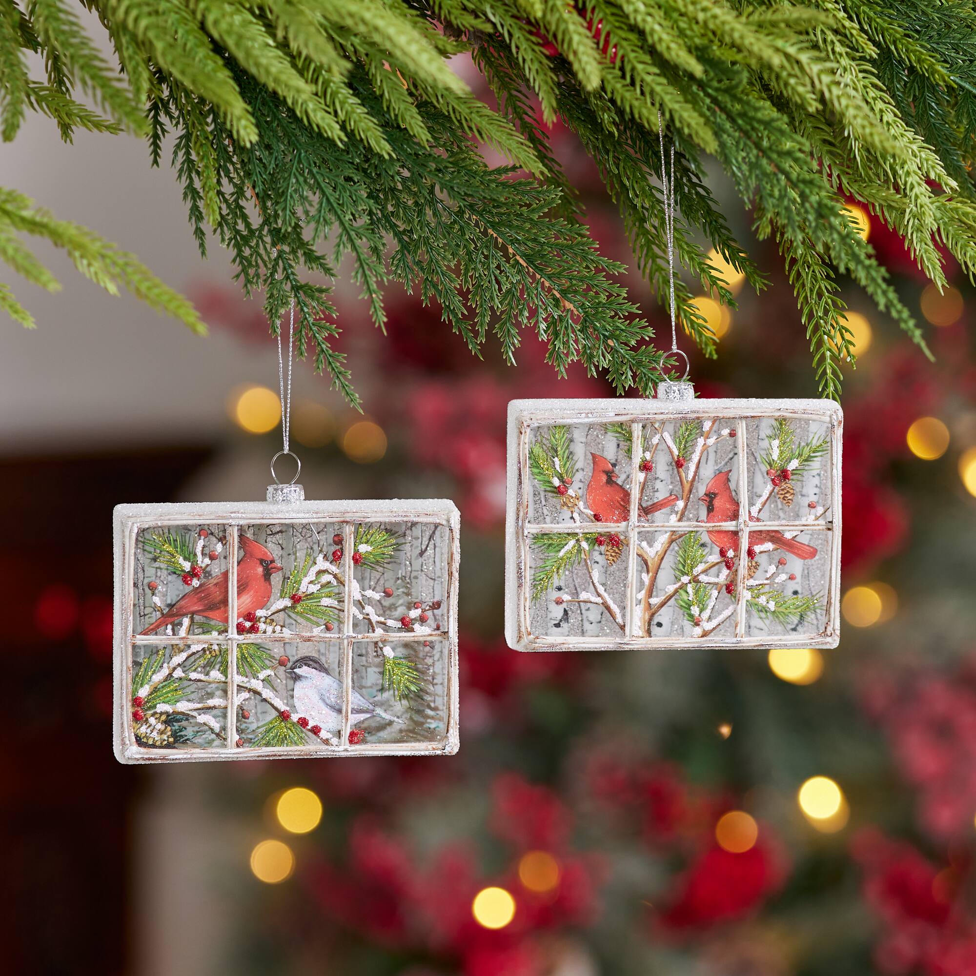 Melrose 4.75" Glass Cardinal Window Ornaments, 6ct.