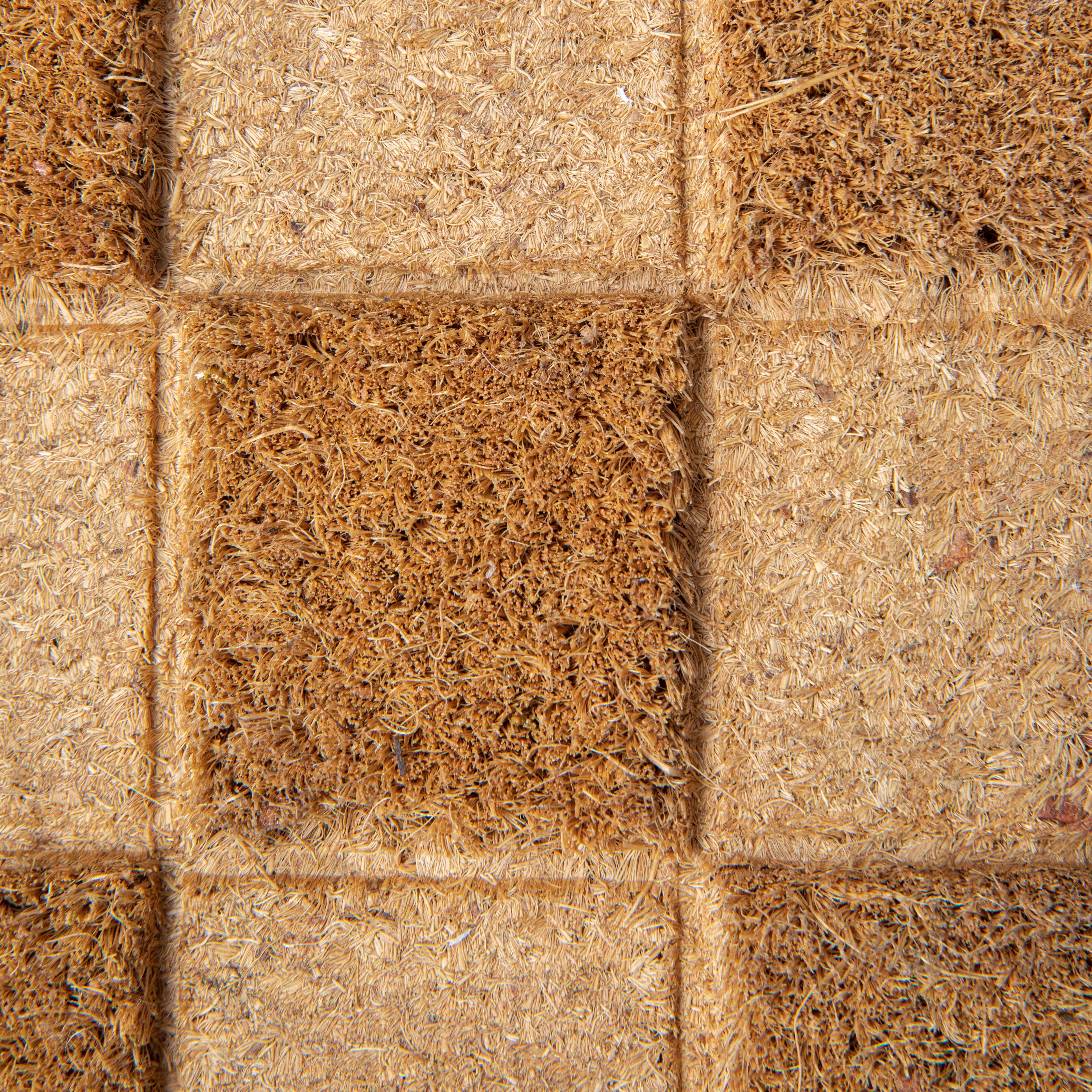 Hello Honey® Natural Checkerboard Print Engraved Coir Doormat