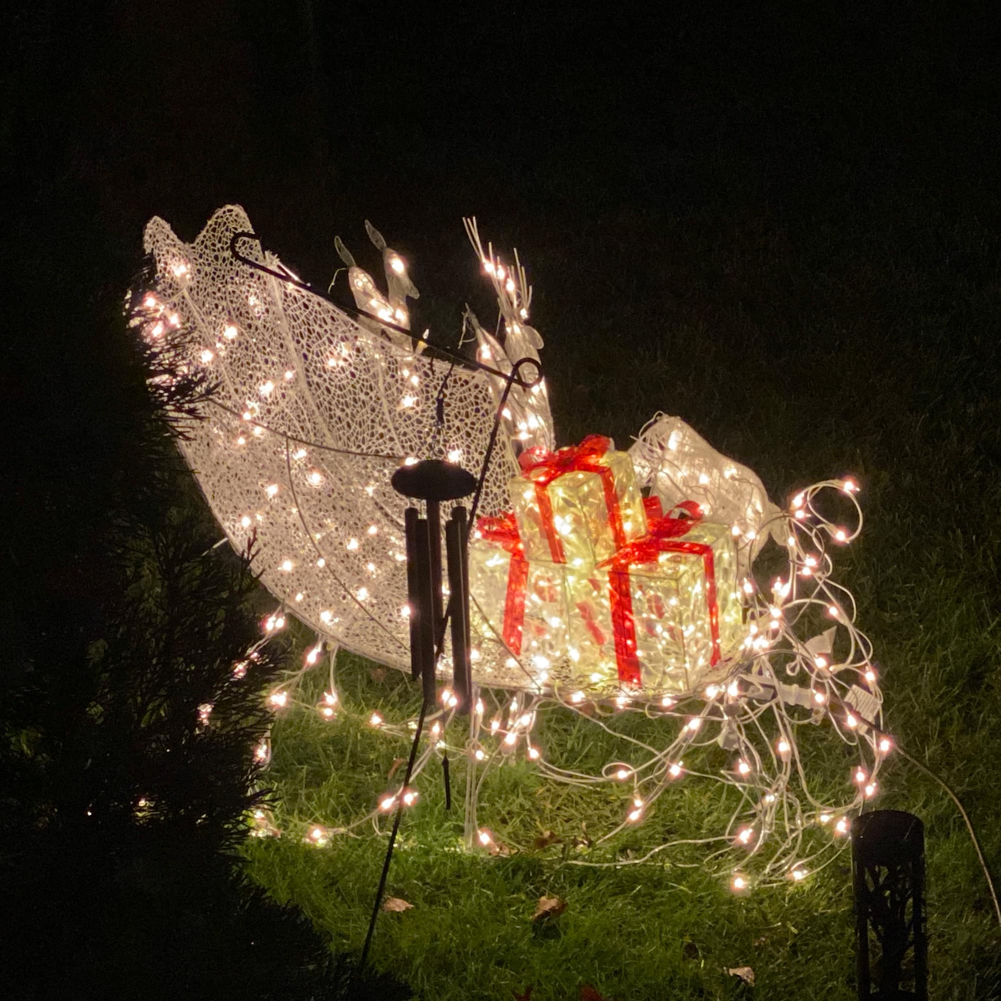 4ft. White Pre-Lit Crystal 3D Sleigh Christmas Decoration