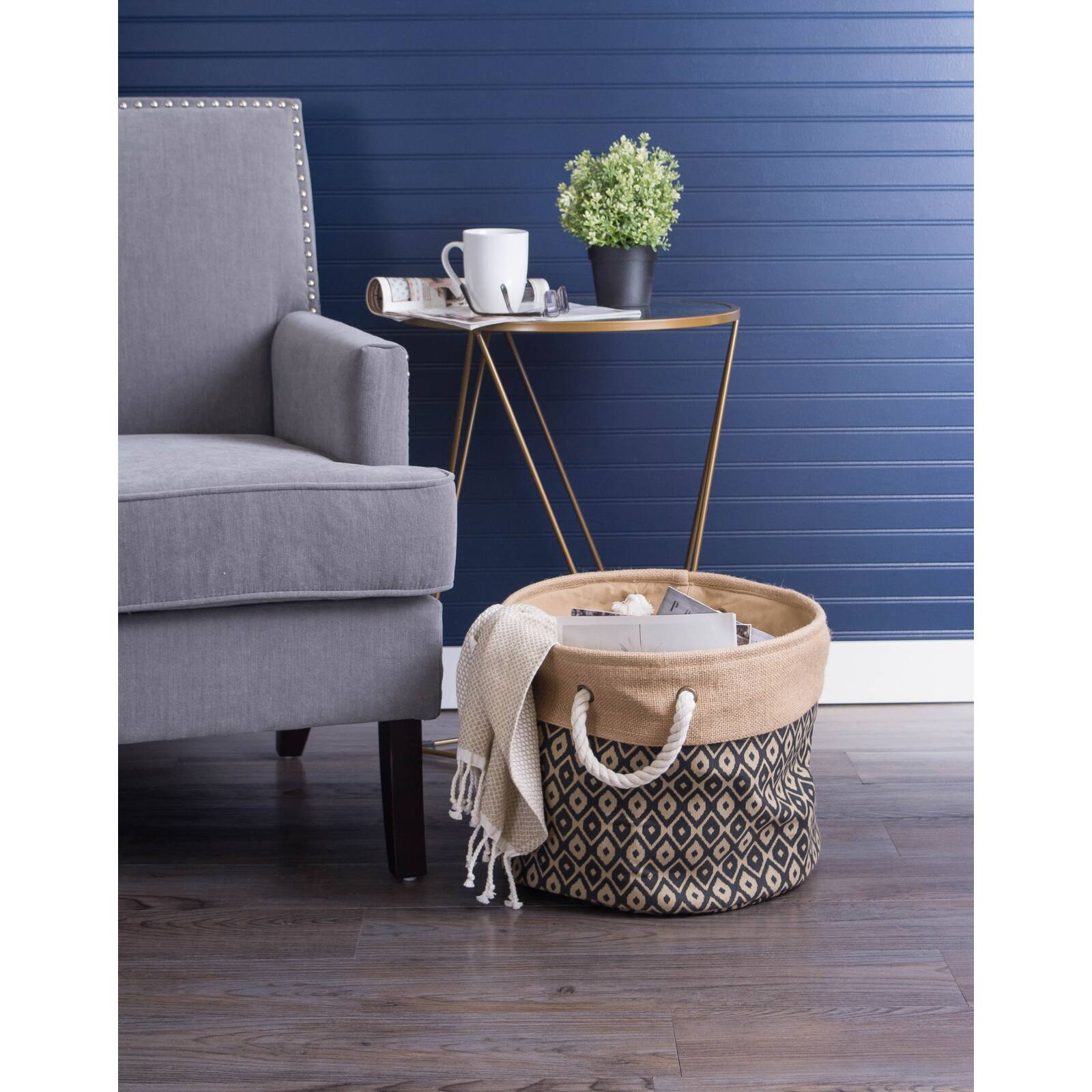 DII® 9" Ikat Round Burlap Bin