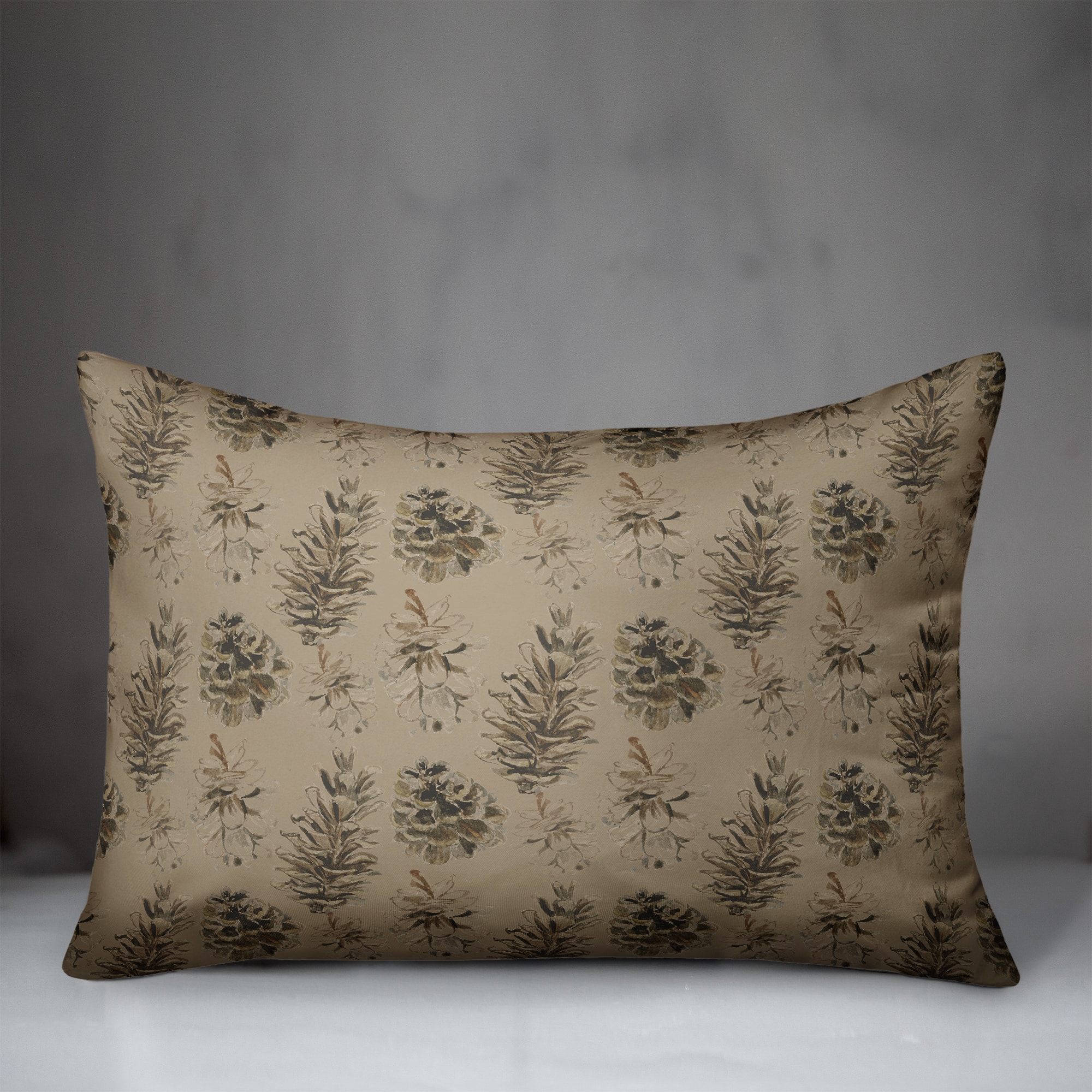 Pinecones on Brown Rectangle Throw Pillow