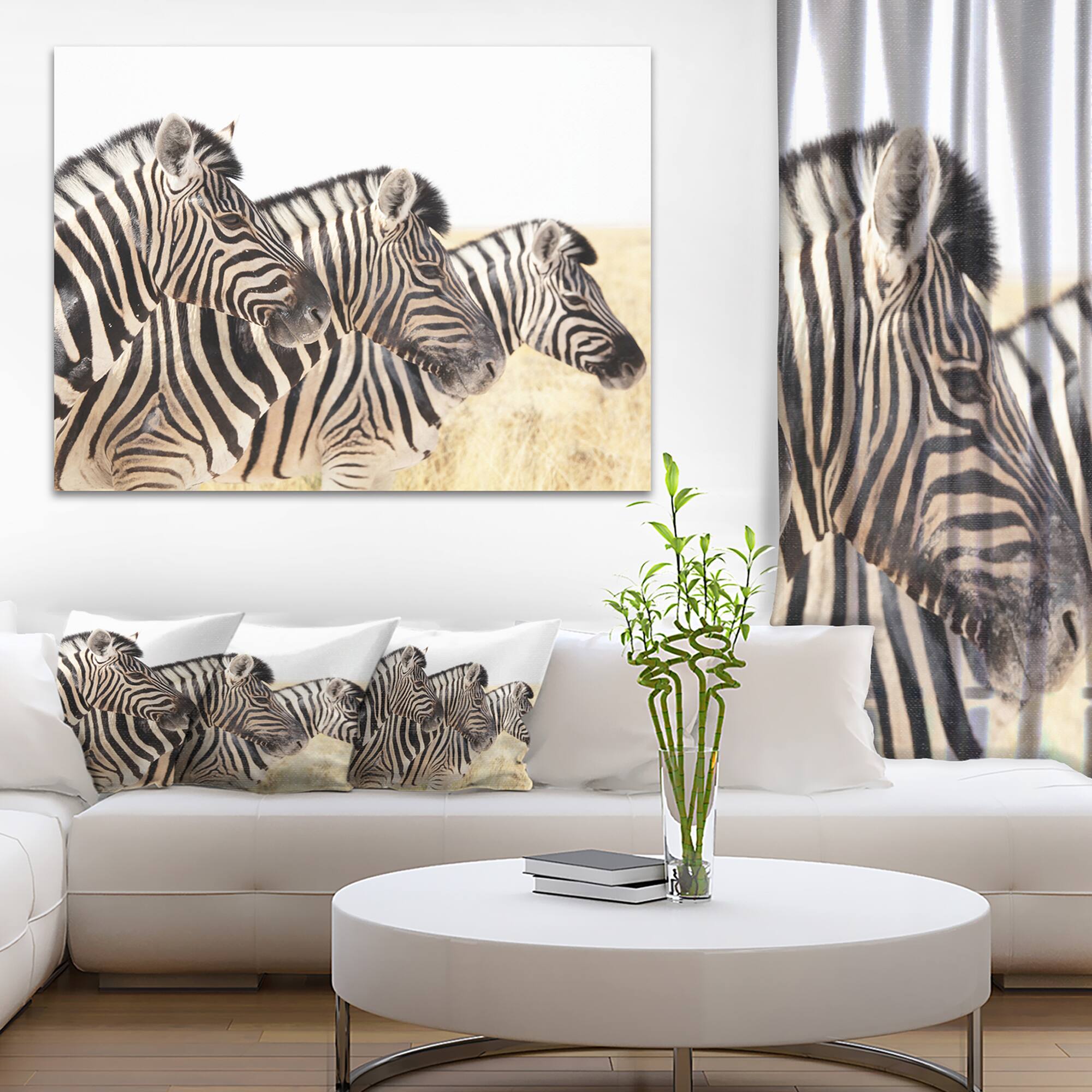 Designart - Zebras in A Row in Grassland