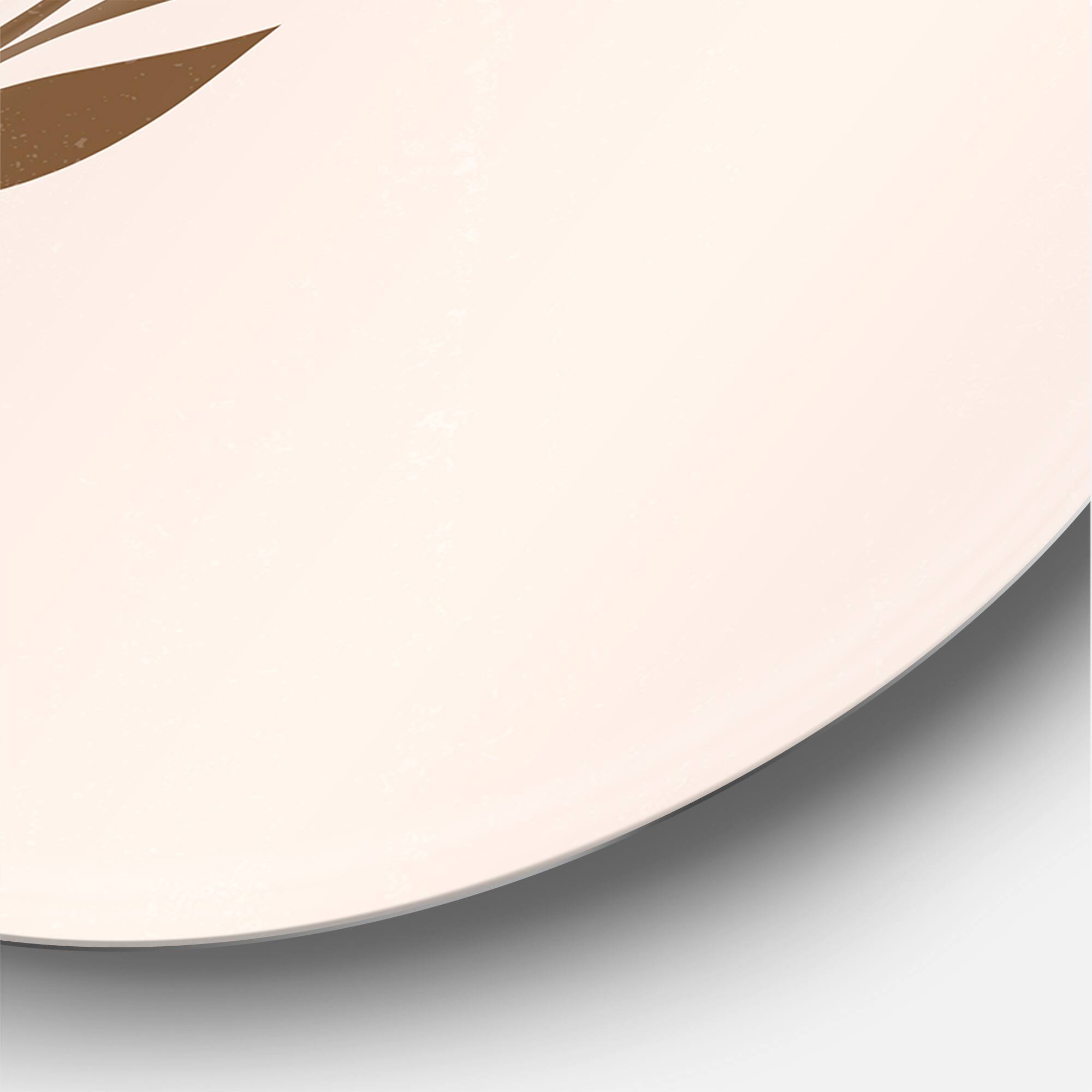 Designart - Abstract Terracotta Sun & Moon With Tropical Leaf - Modern Metal Circle Wall Art