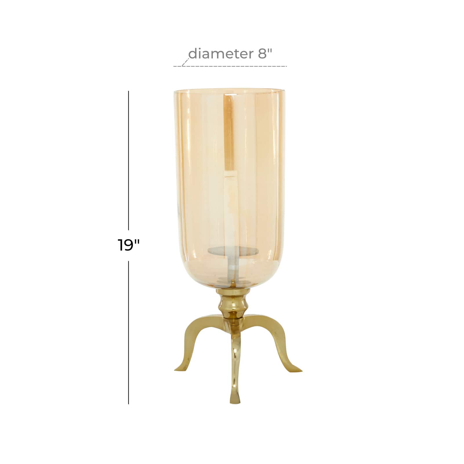 19" Gold Aluminum & Glass Traditional Candlestick Holder