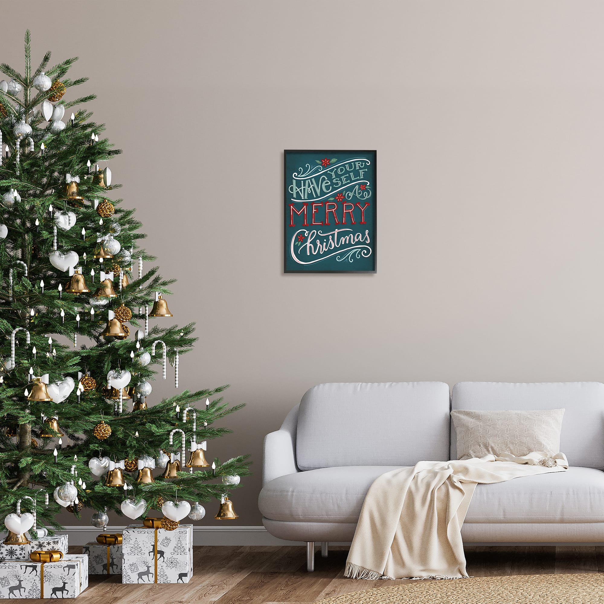 Stupell Industries Have Yourself Merry Christmas Phrase Framed Giclee Art