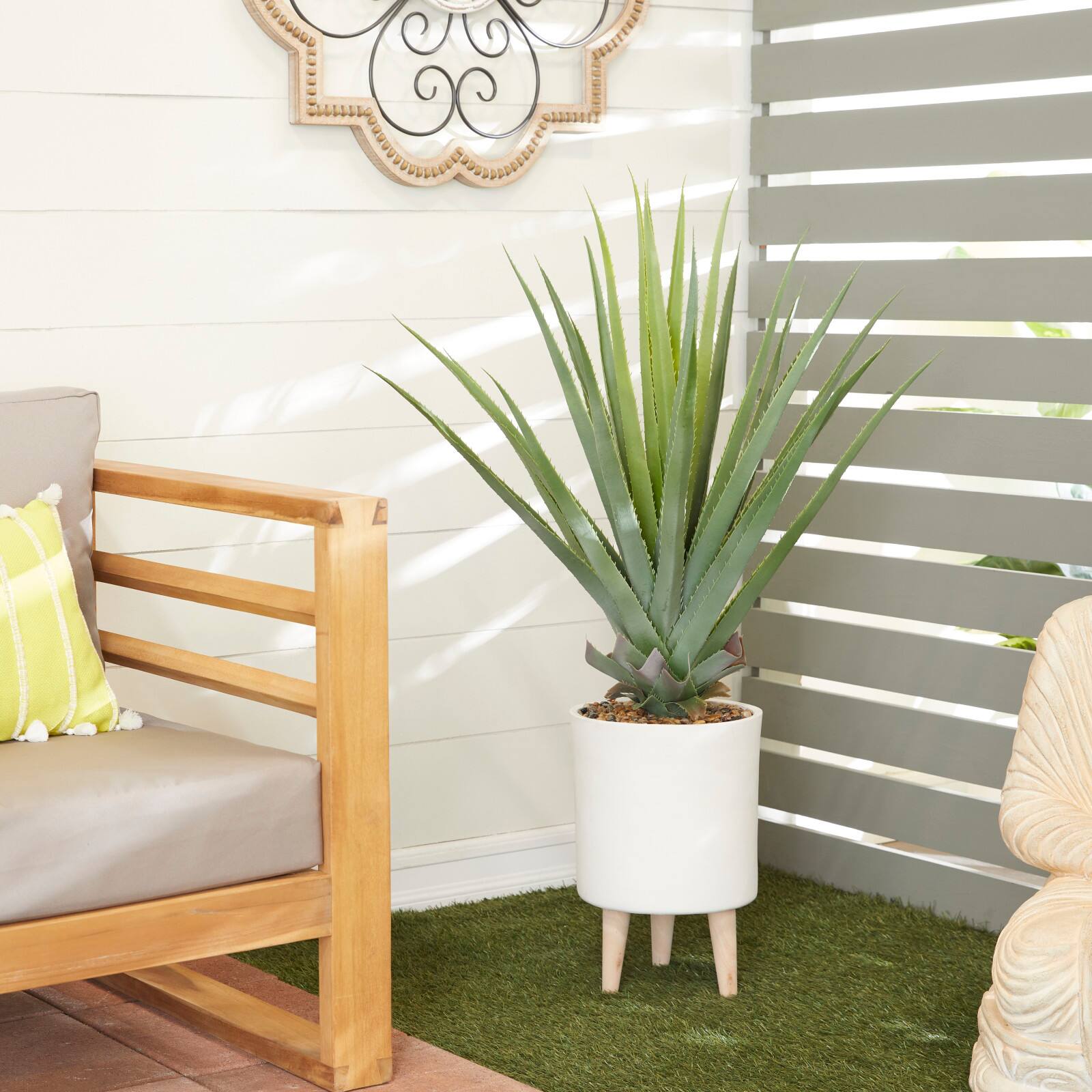 3.5" Potted Modern Style Aloe Vera Artificial Foliage