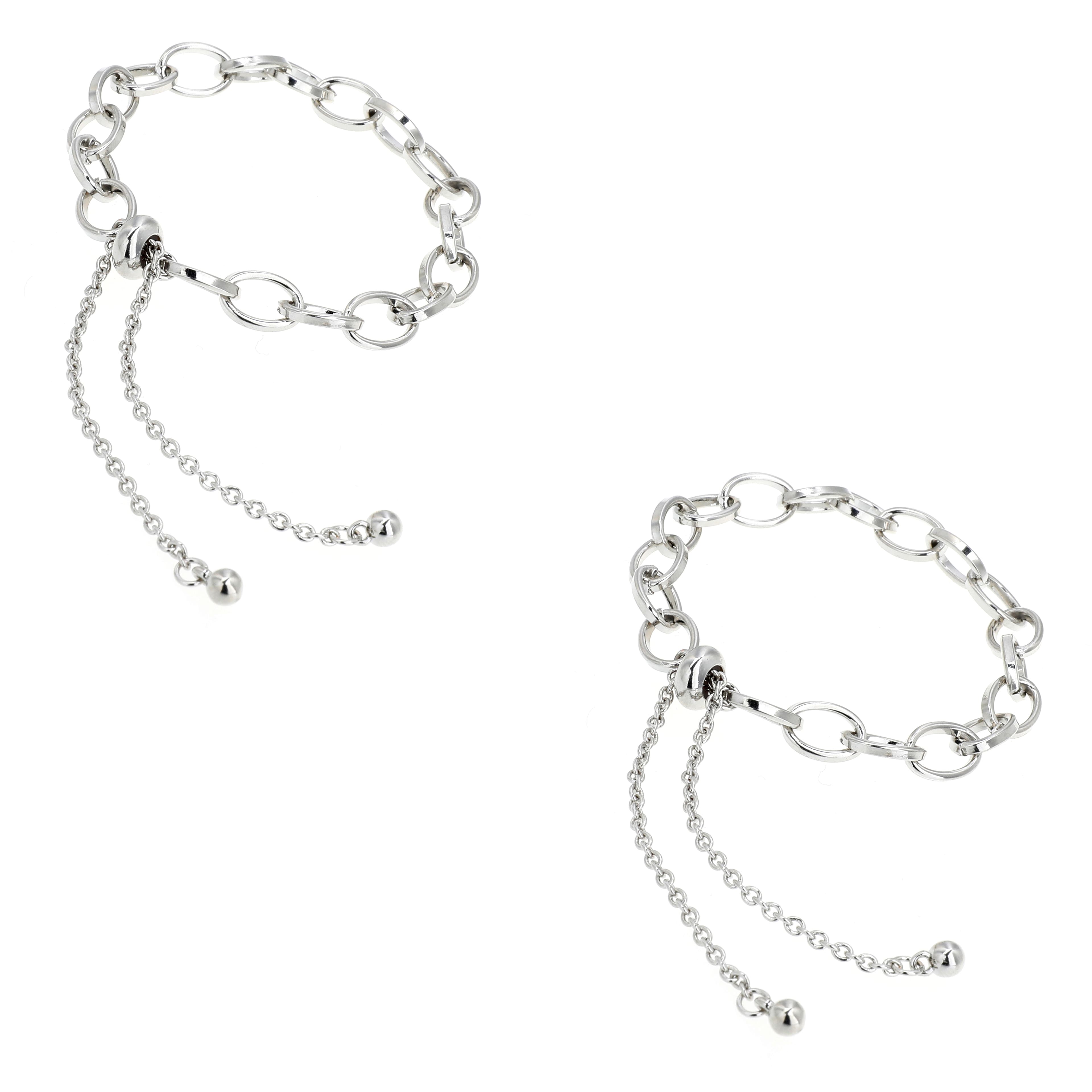 12 Packs: 2 ct. (24 total) Rhodium Cable Slider Charm Bracelets by Bead Landing™