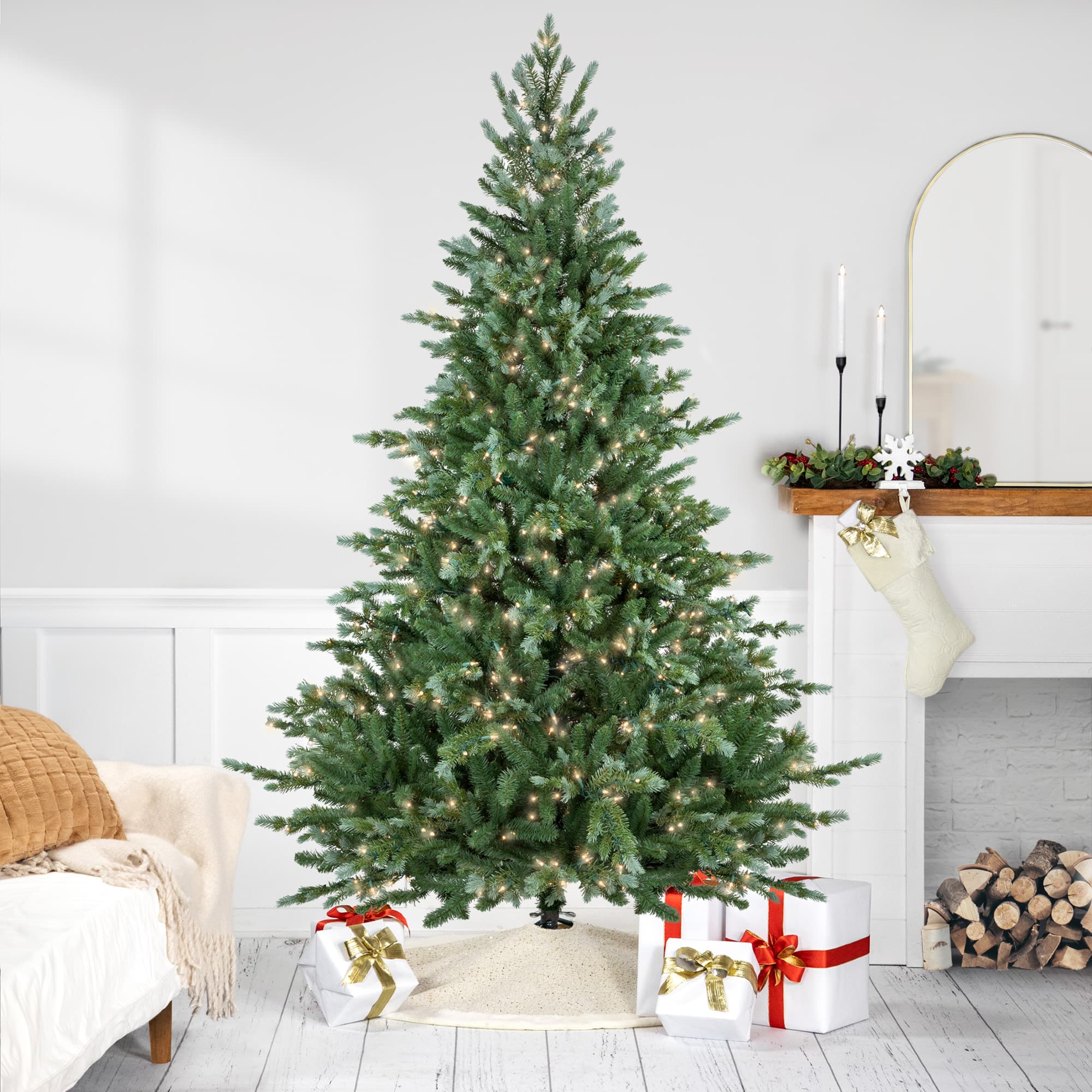 7Ft Pre-Lit Real Touch™ Blue Spruce Artificial Christmas Tree, Clear Lights By Northlight | 7 ft | Michaels®