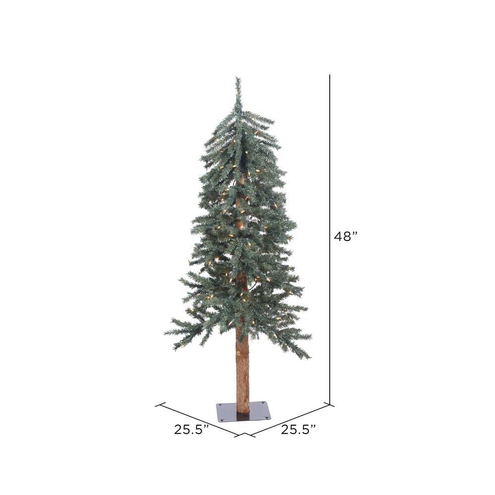 4ft. Pre-Lit Natural Bark Alpine Artificial Christmas Tree, Clear Dura-Lit® Lights