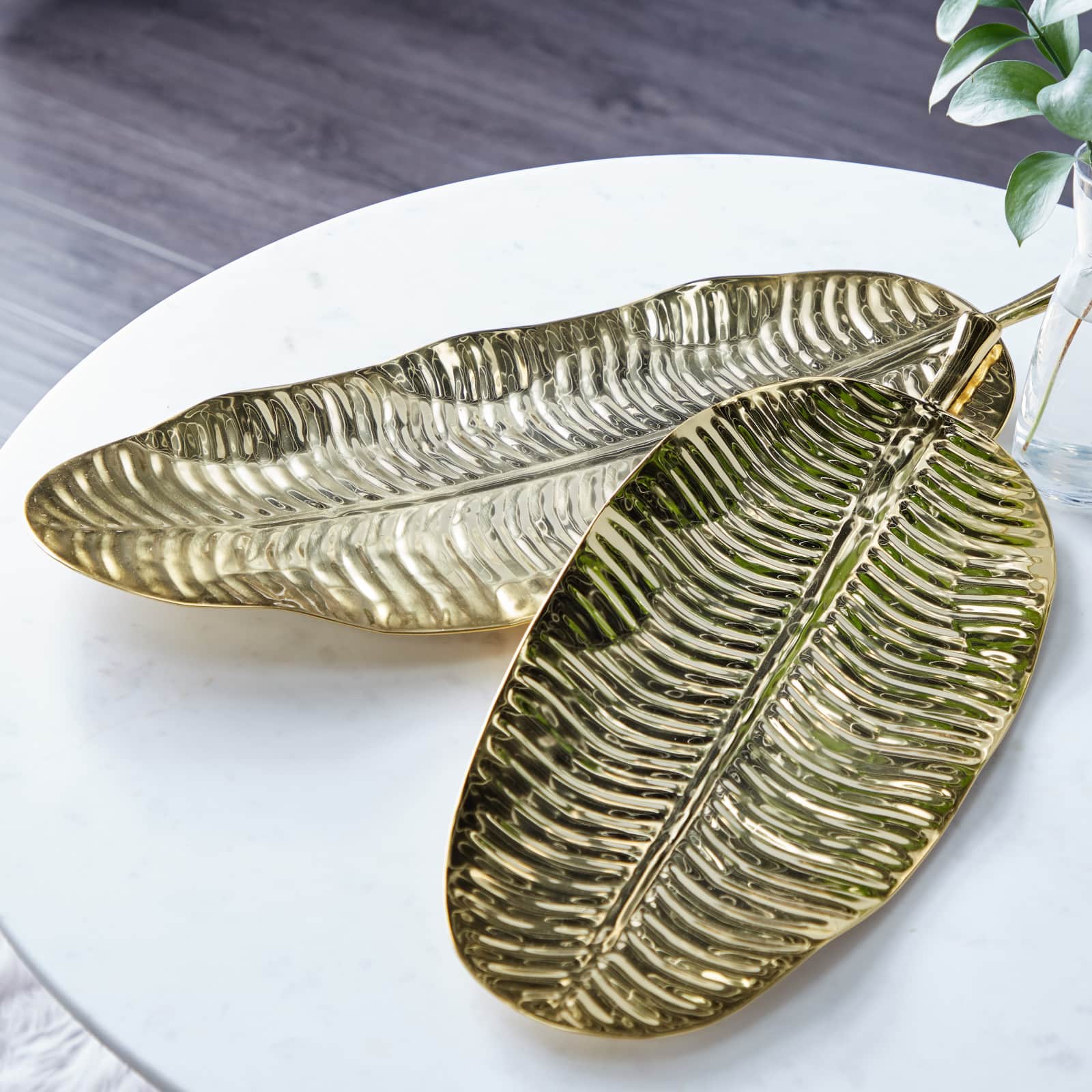 Set of 2" Gold Metal Contemporary Tray, 26" x 11"