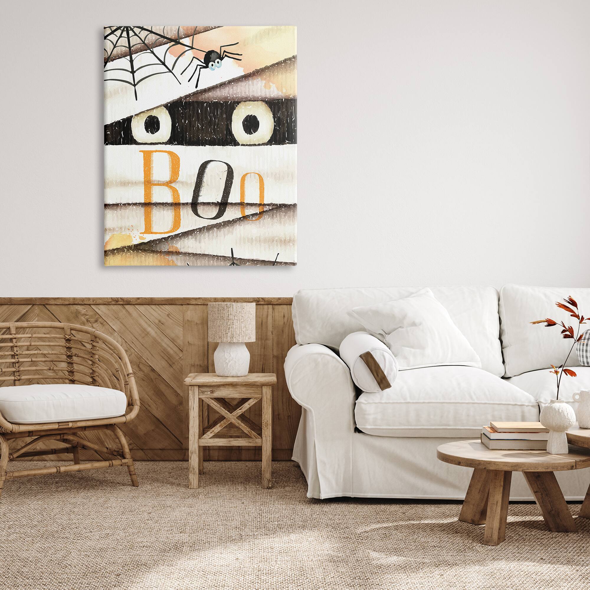 Stupell Industries Boo Creepy Eyes Peeking Canvas Wall Art