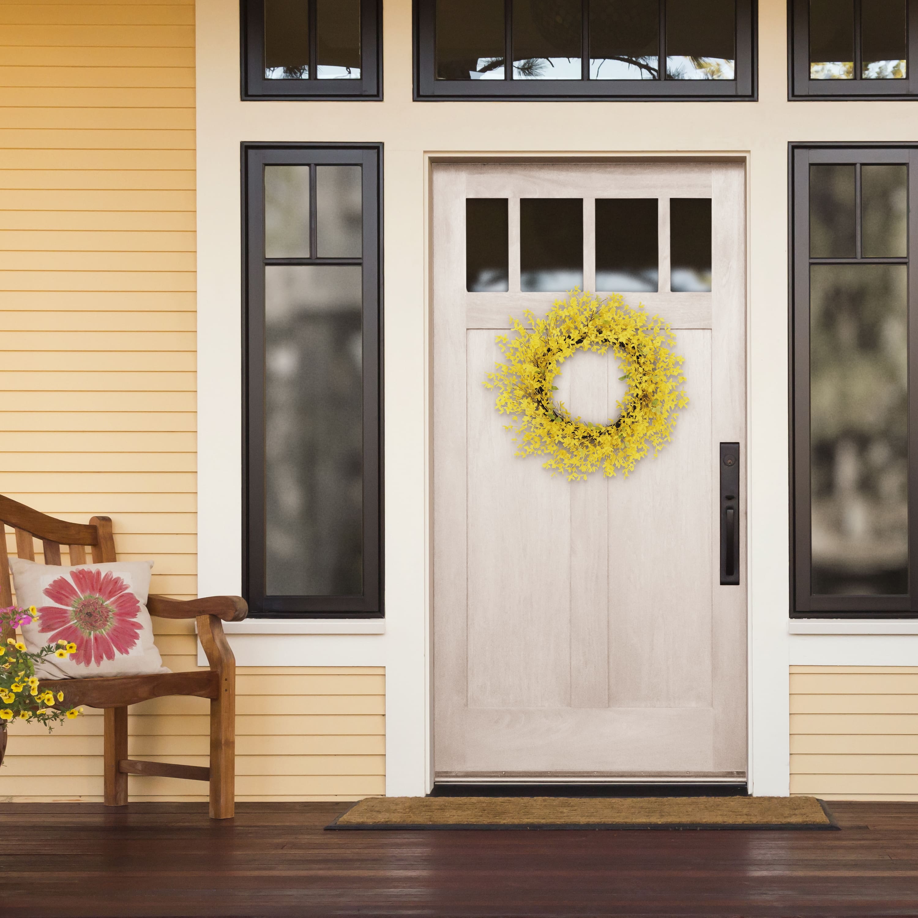 6 Pack: 30" Yellow Winter Jasmine Floral Spring Wreath