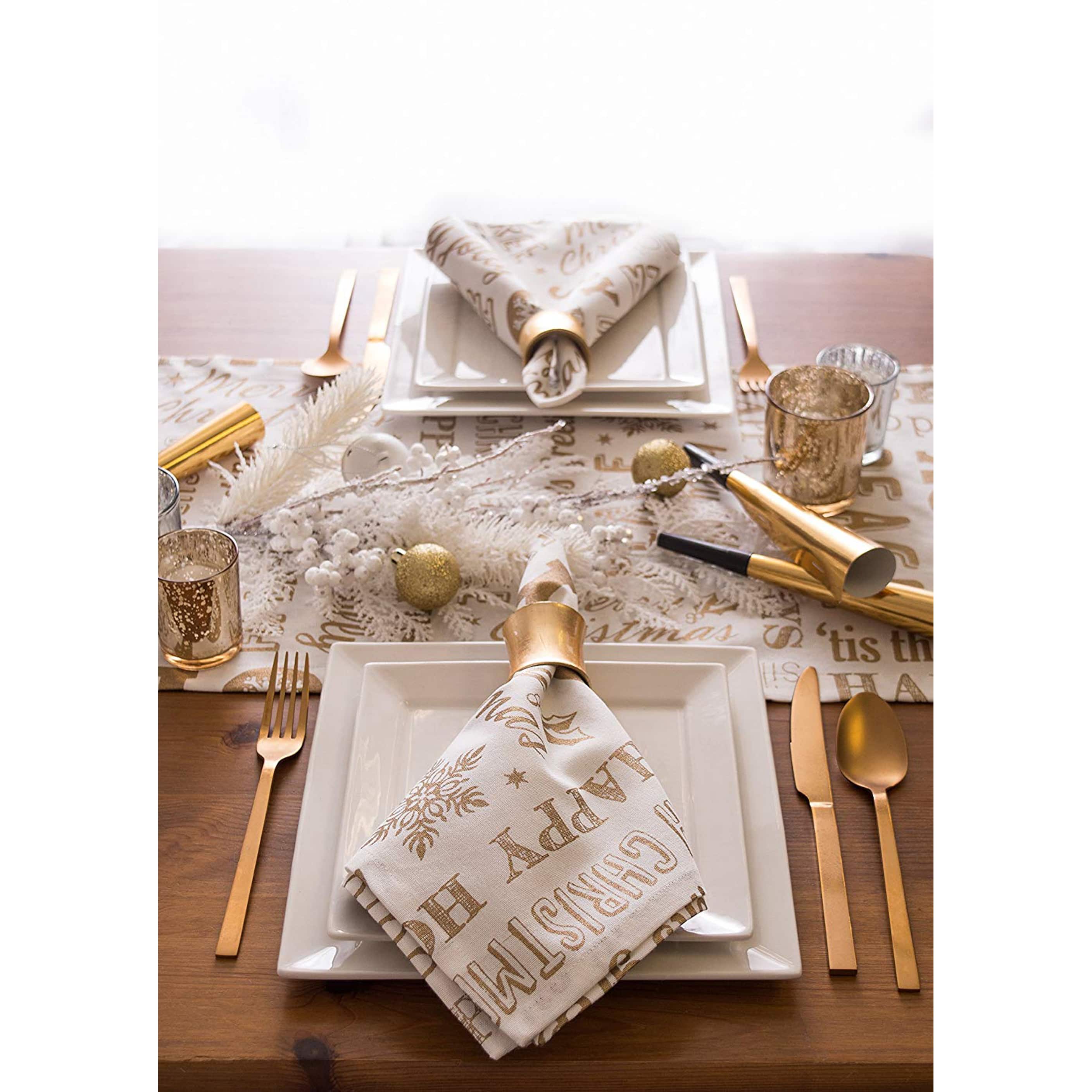 DII® 108" Gold Christmas Collage Table Runner
