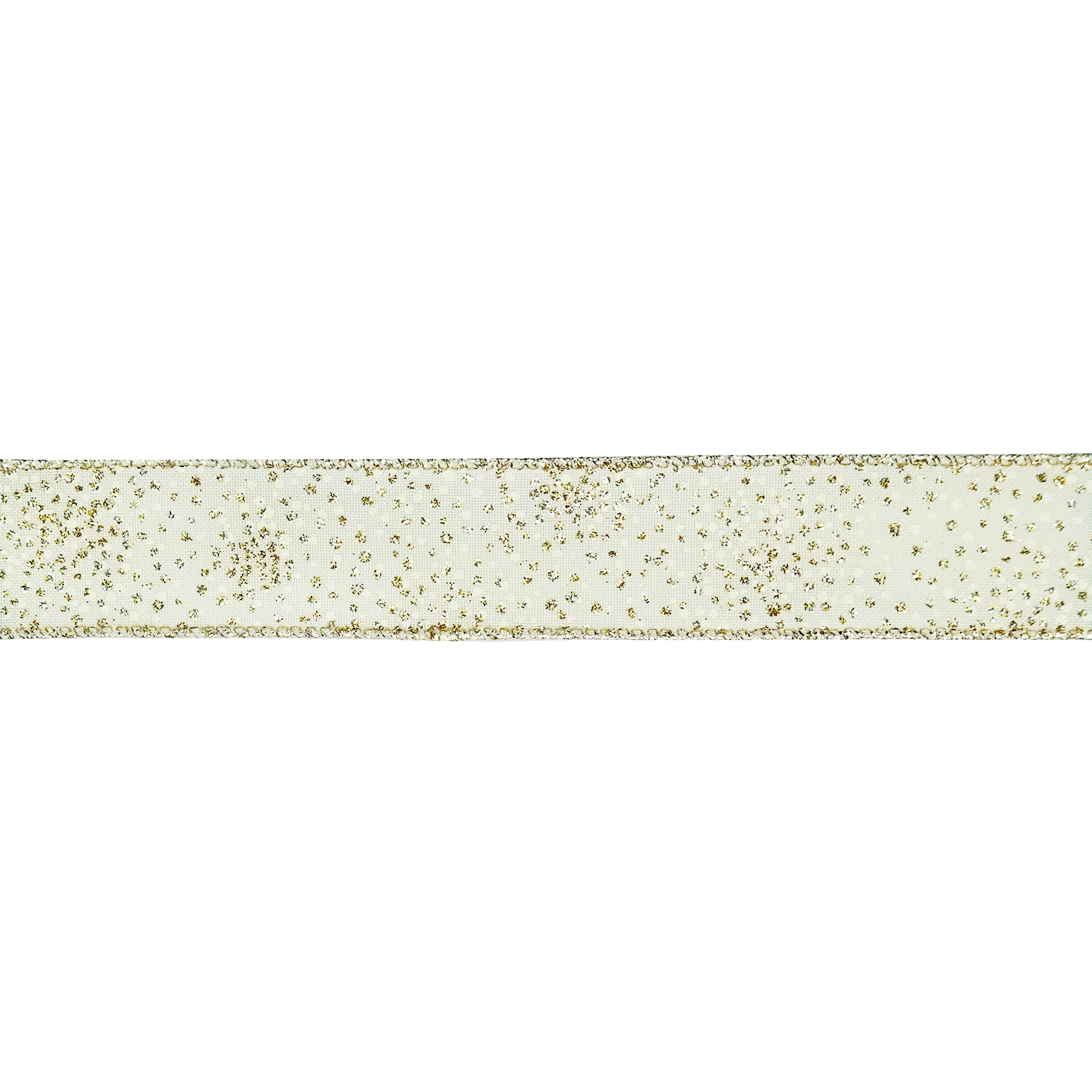1.5" x 10yd. Cream & Gold Glitter Dots Wired Faux Linen Ribbon by Celebrate It®