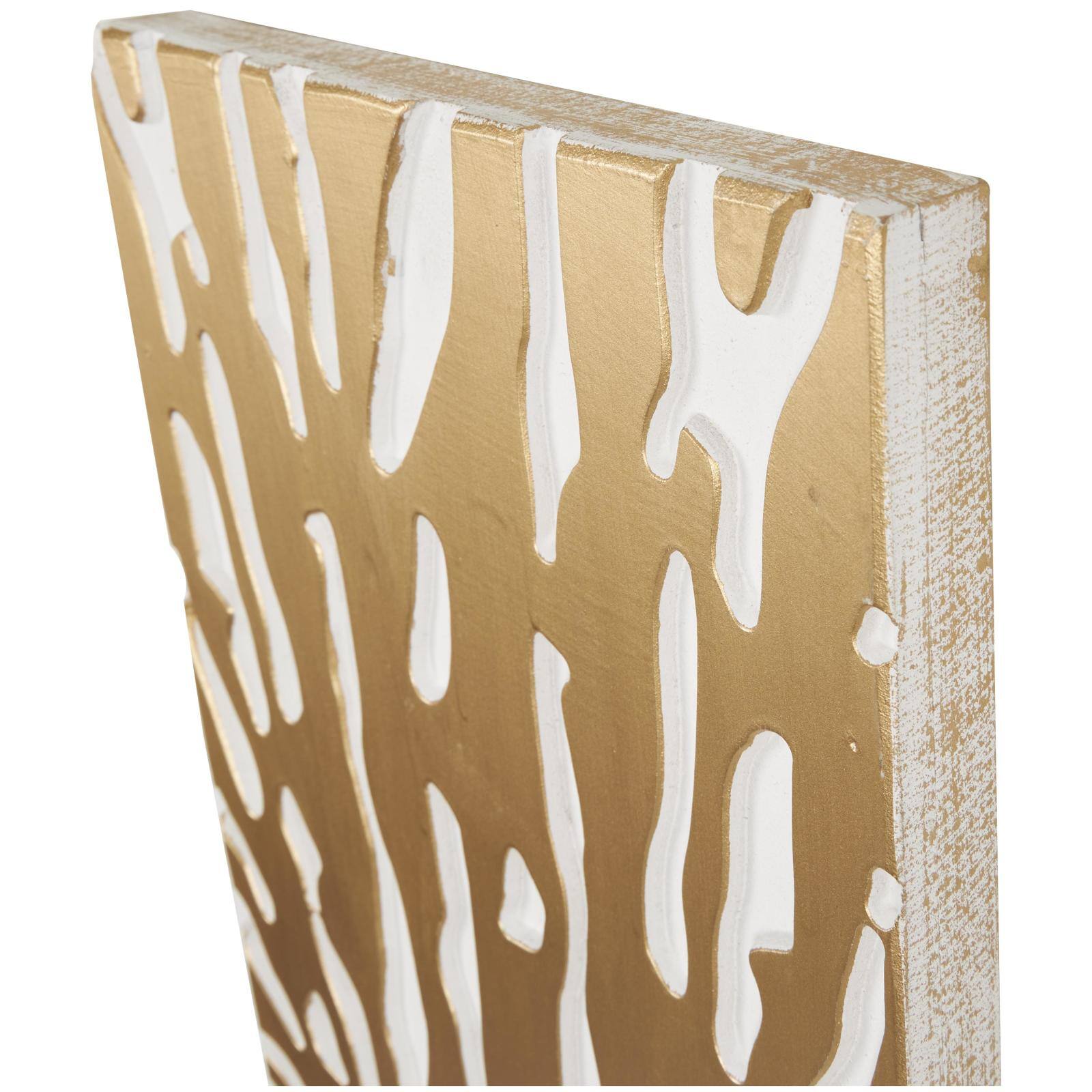 Gold & White Abstract Starburst Carved MDF Wall Décor