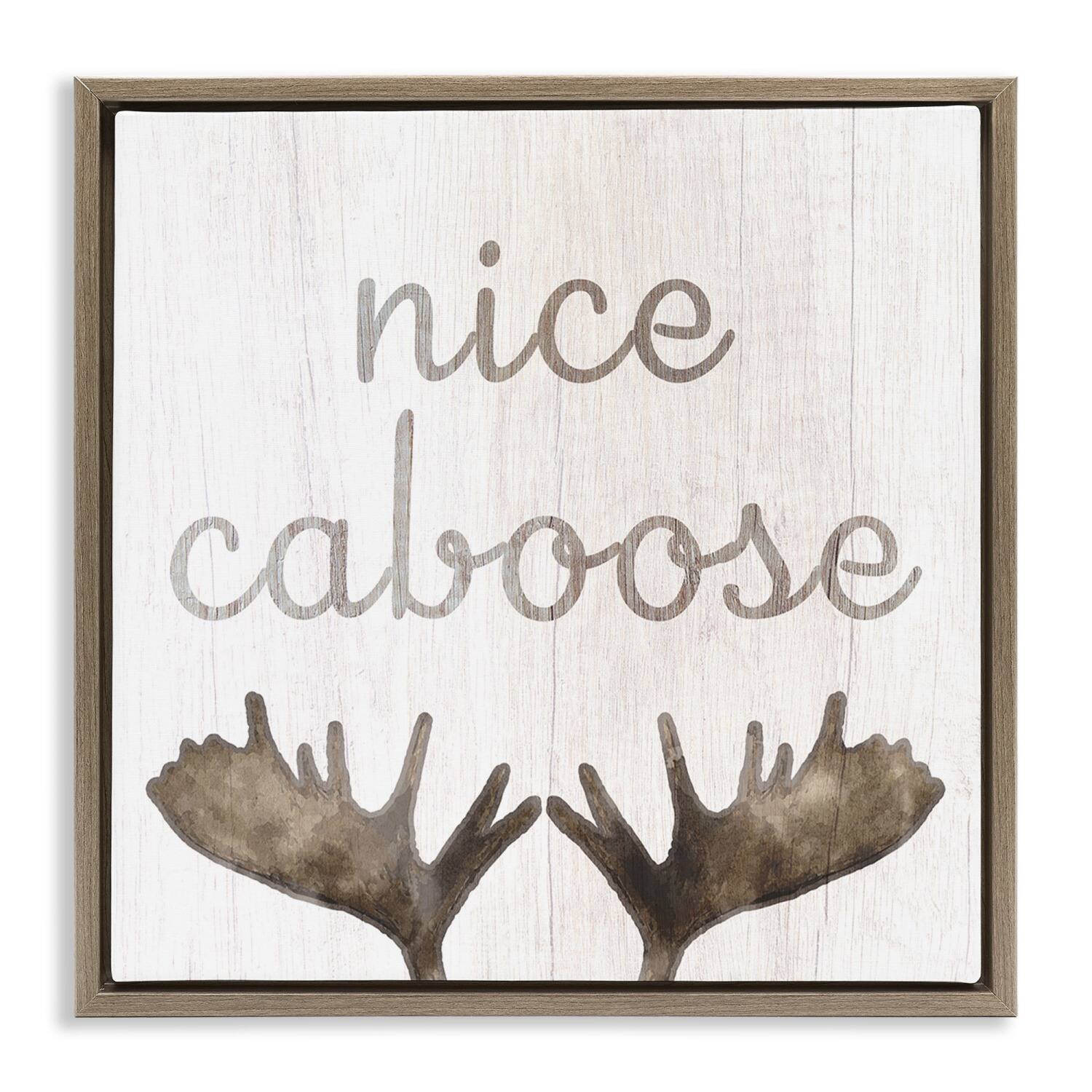 Stupell Industries Nice Caboose Bathroom Moose Antlers Floater Framed Art