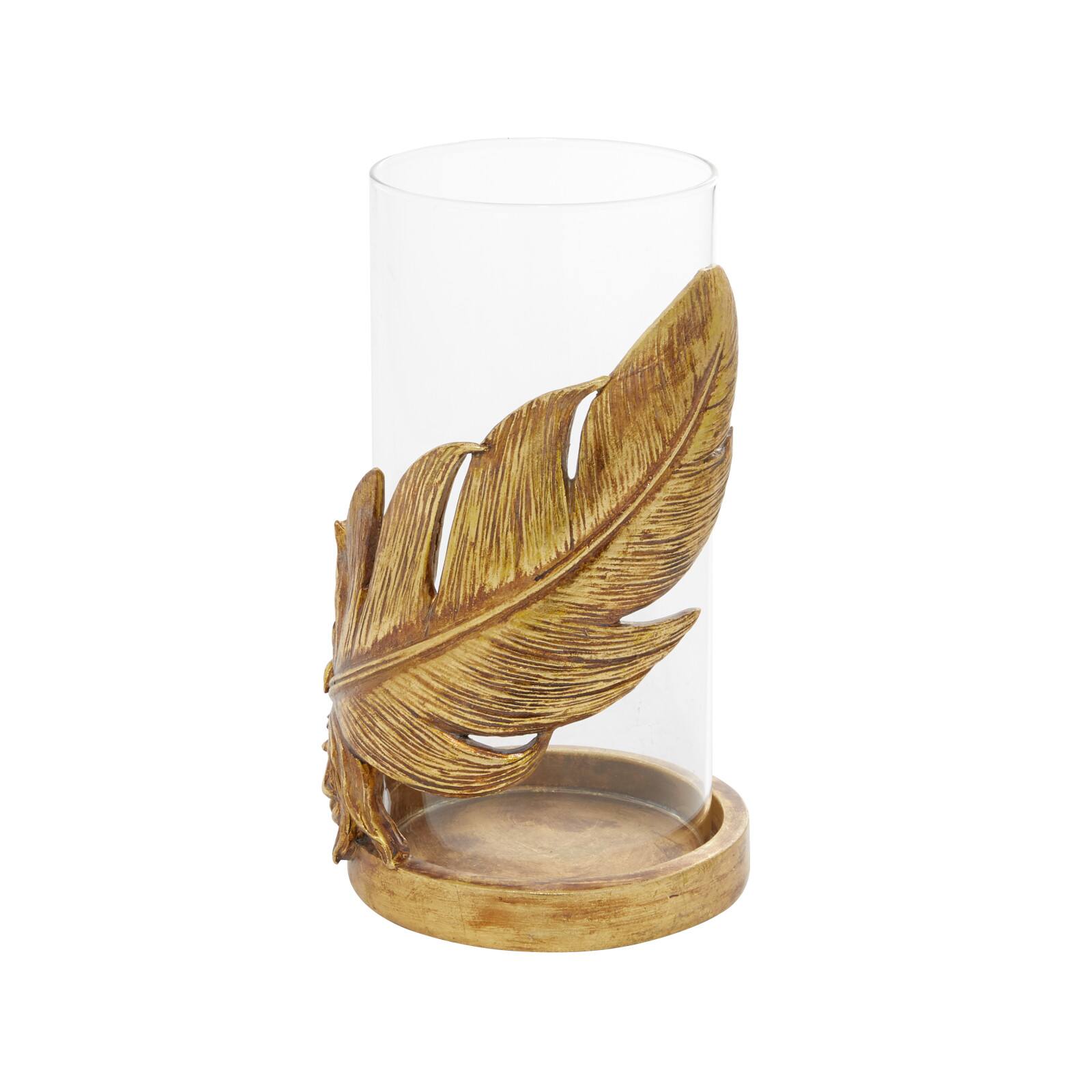 10" Gold Leaf Glass Traditional Candlestick Holder