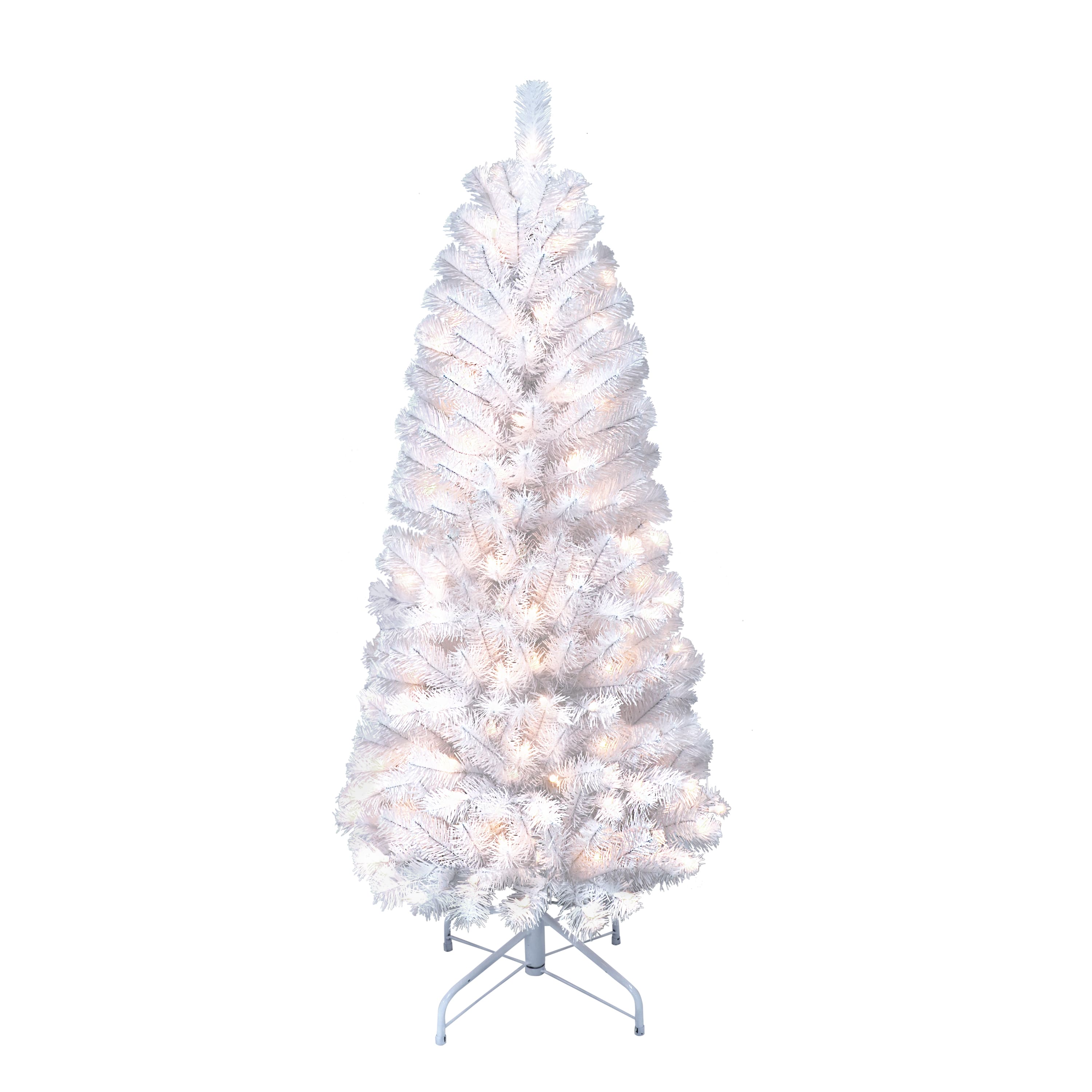 6 Pack: 4.5ft. Pre-Lit White Northern Fir Artificial Christmas Tree, Clear Lights