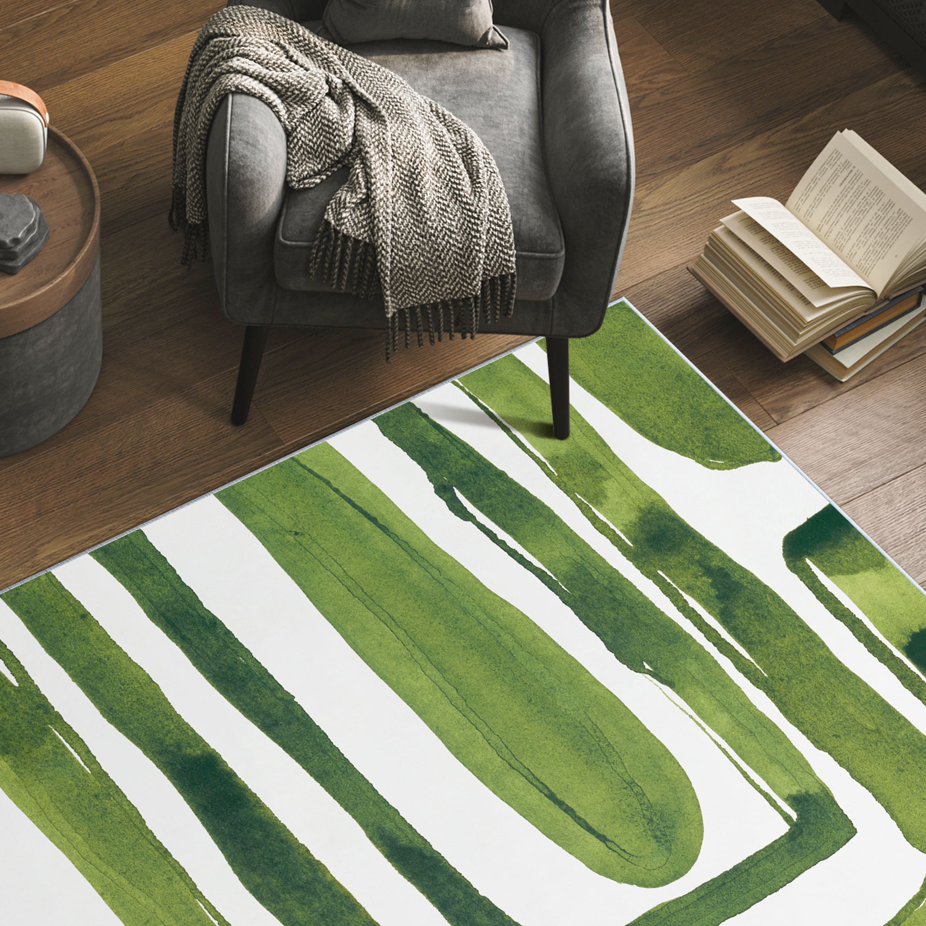 Empire Art Direct 5ft. x 7.5ft. Green Labyrinth II B Tapis D'Art Washable Abstract Area Rug