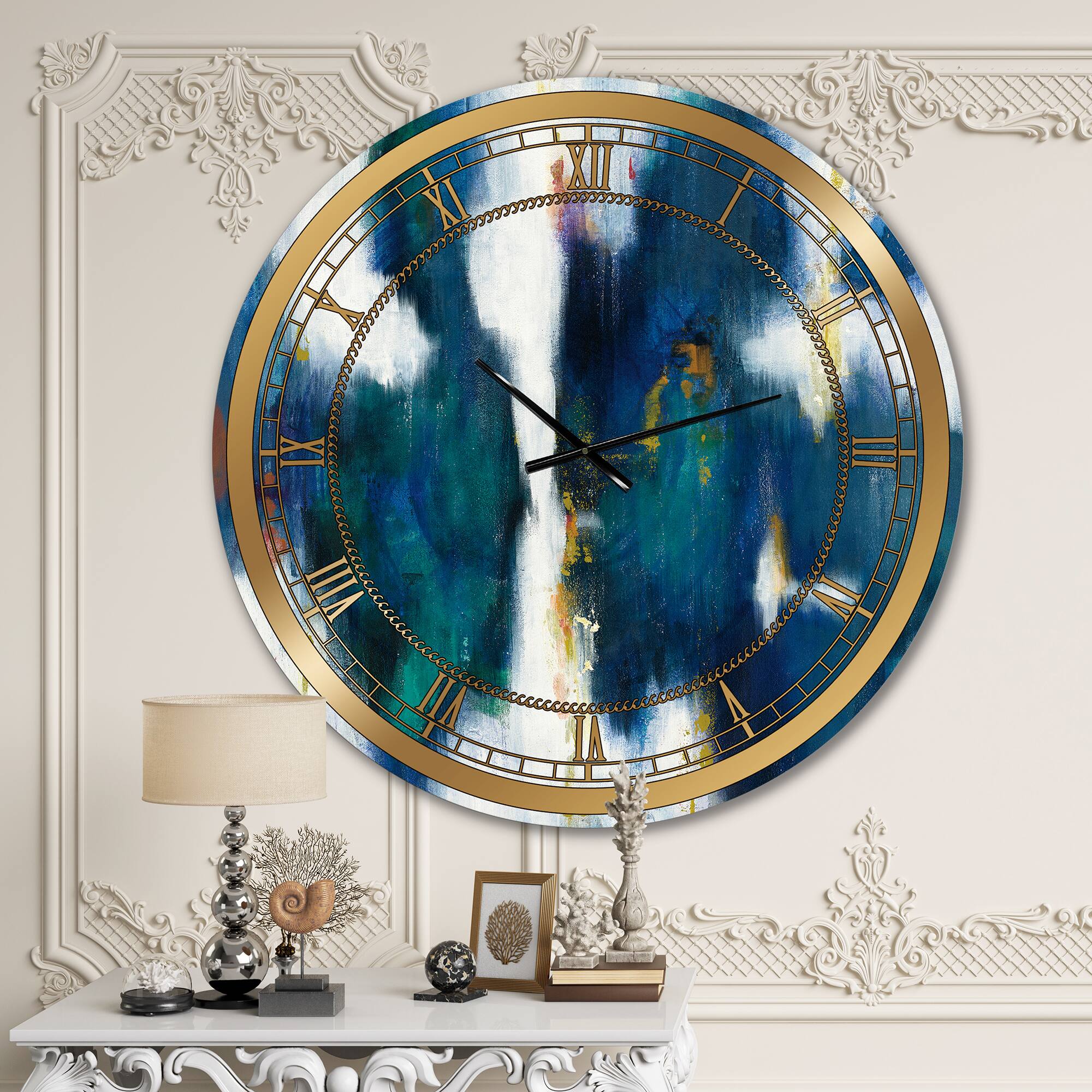 Designart 'Blue Glam Texture I Glam Wall Clock
