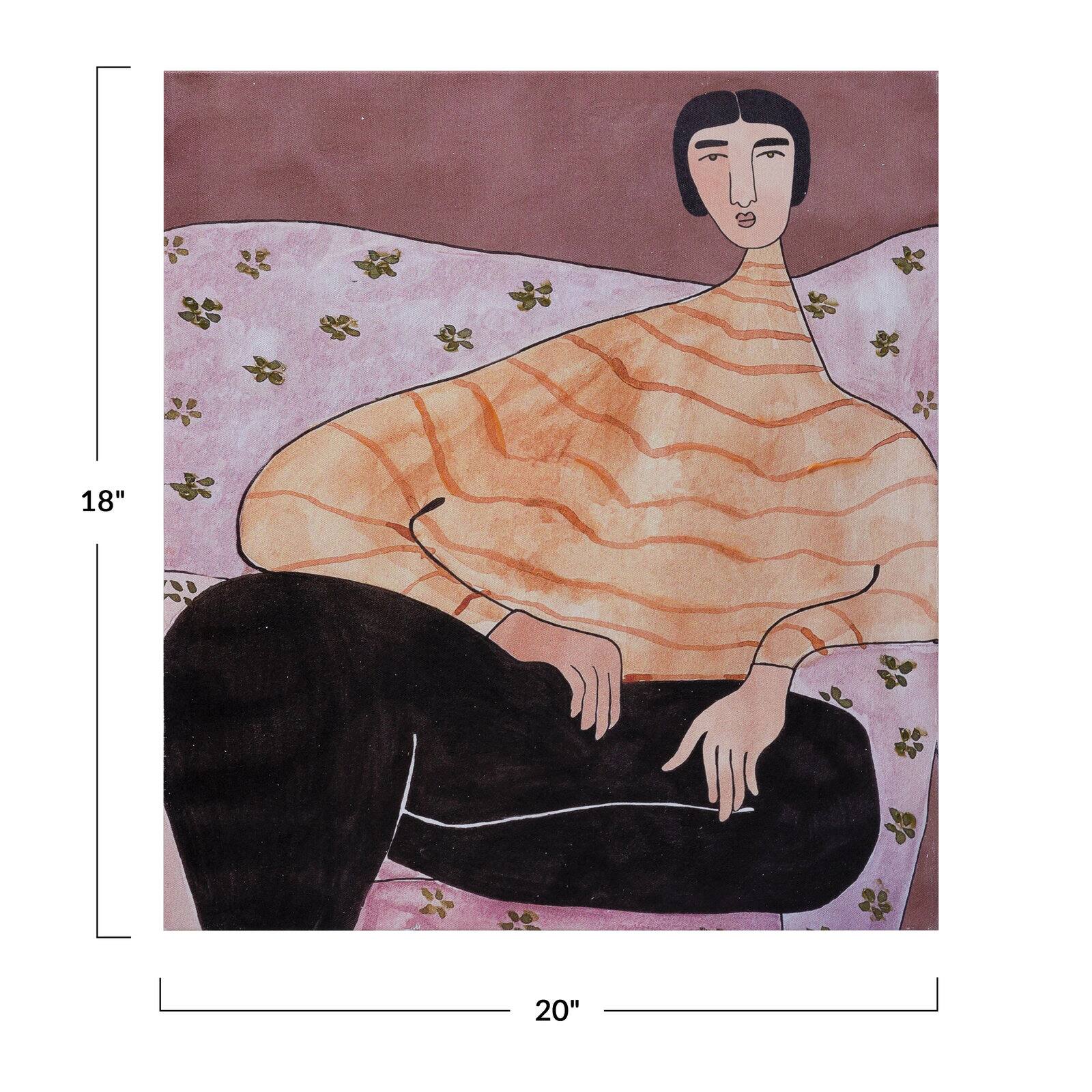 Hello Honey® Sitting Figure Hand-Painted Canvas Wall Décor