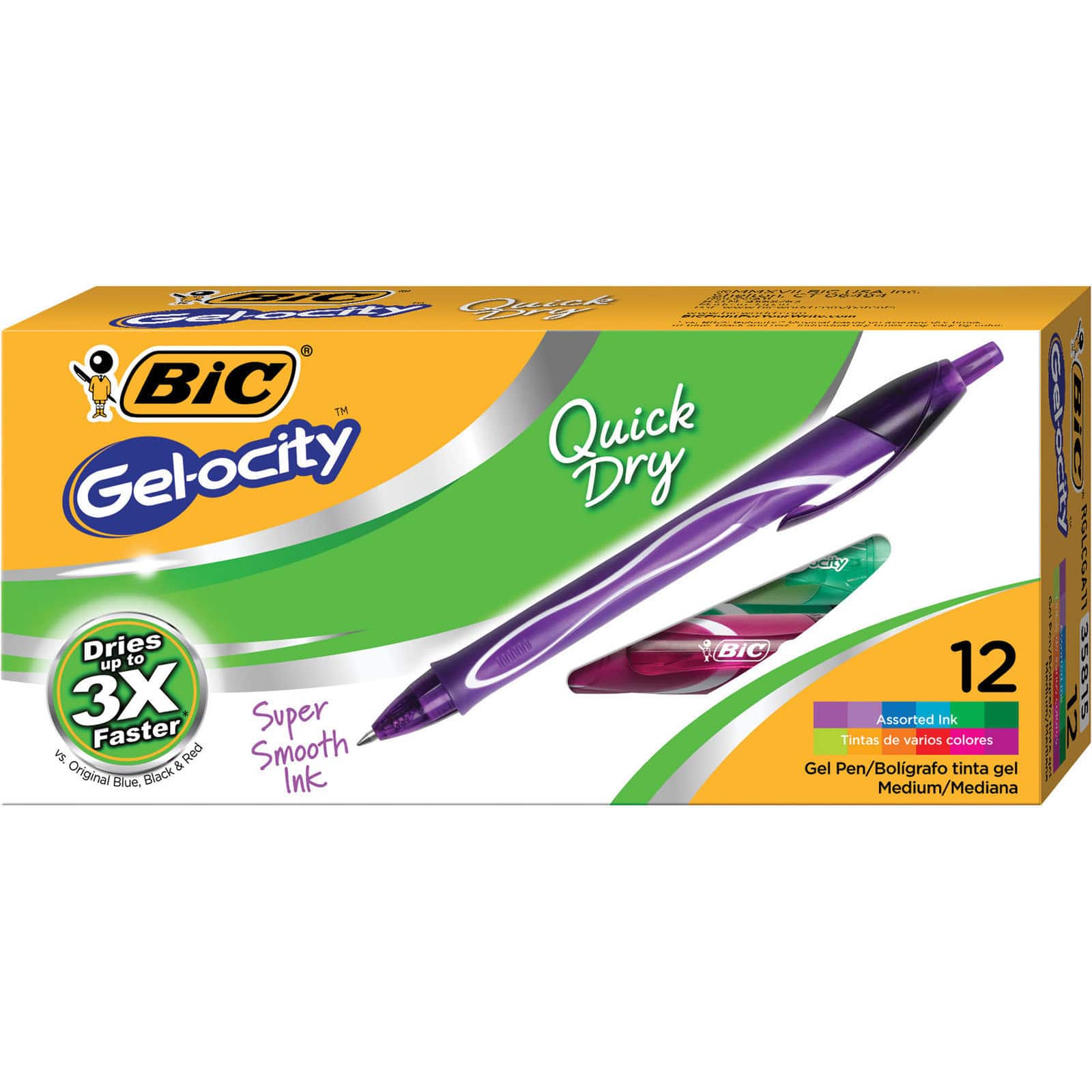 12 Packs: 12 ct. (144 total) BIC® Gel-ocity® Fashion Colors Quick Dry Retractable Gel Pens