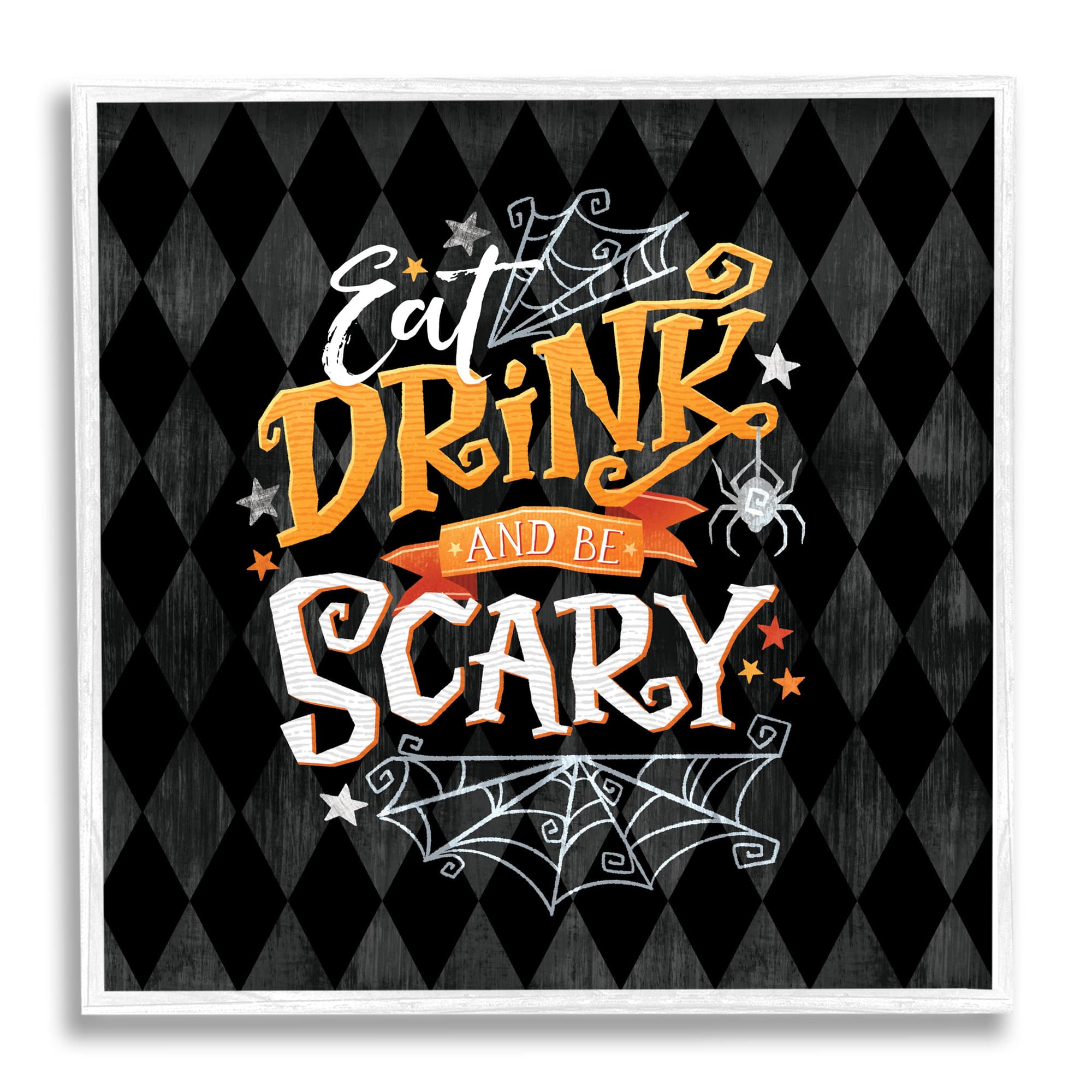 Stupell Industries Eat Drink Be Scary Halloween Pattern Framed Giclee Art