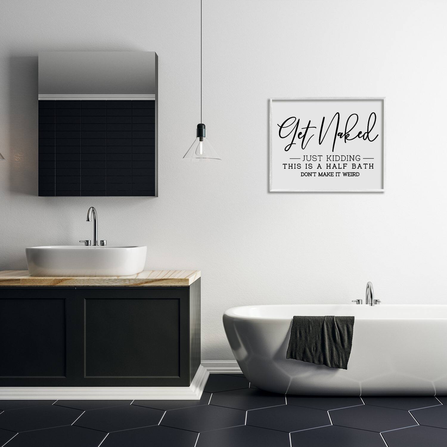 Stupell Industries Get Naked Funny Bathroom Framed Giclee Art