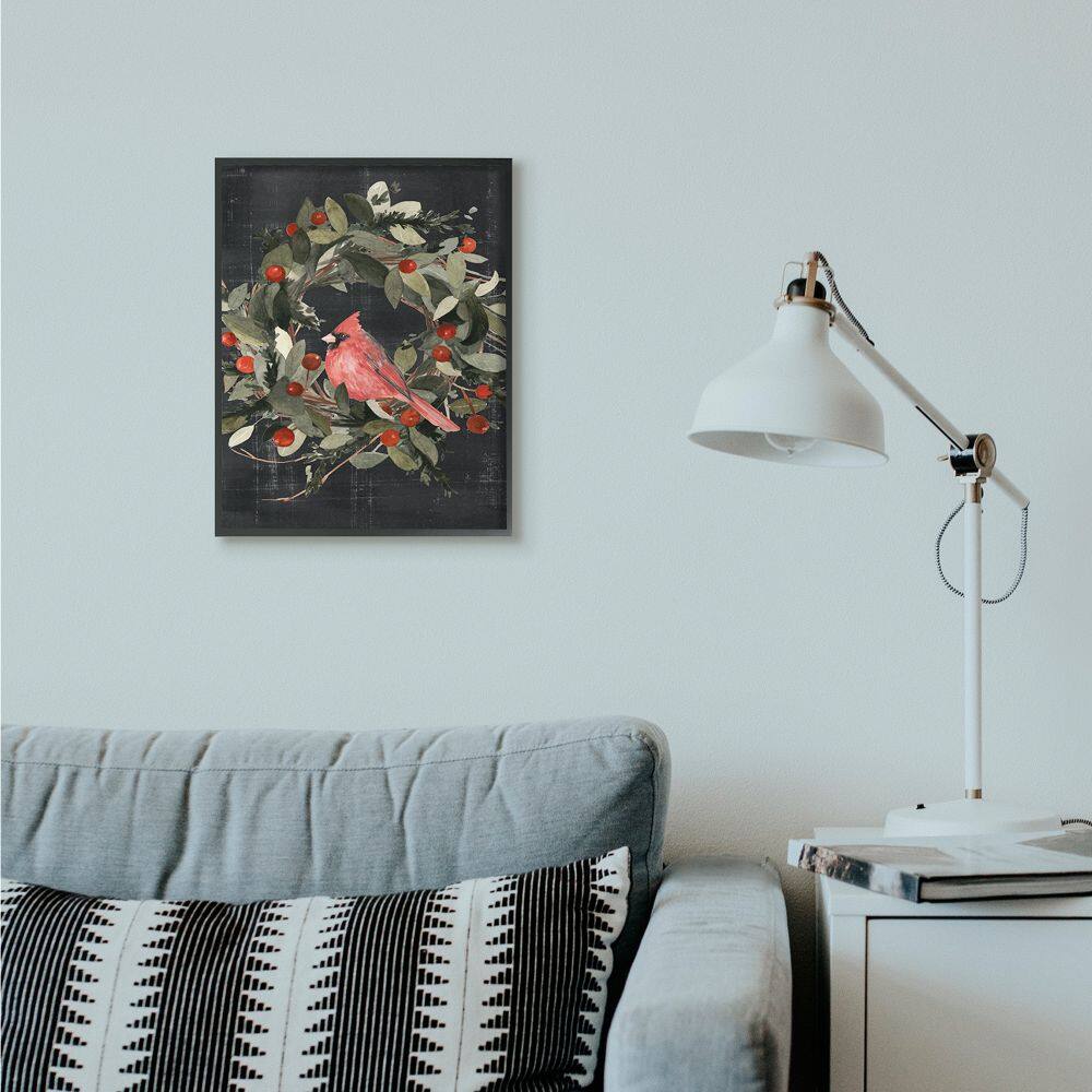 Stupell Industries Red Cardinal In Wreath Design Framed Wall Art
