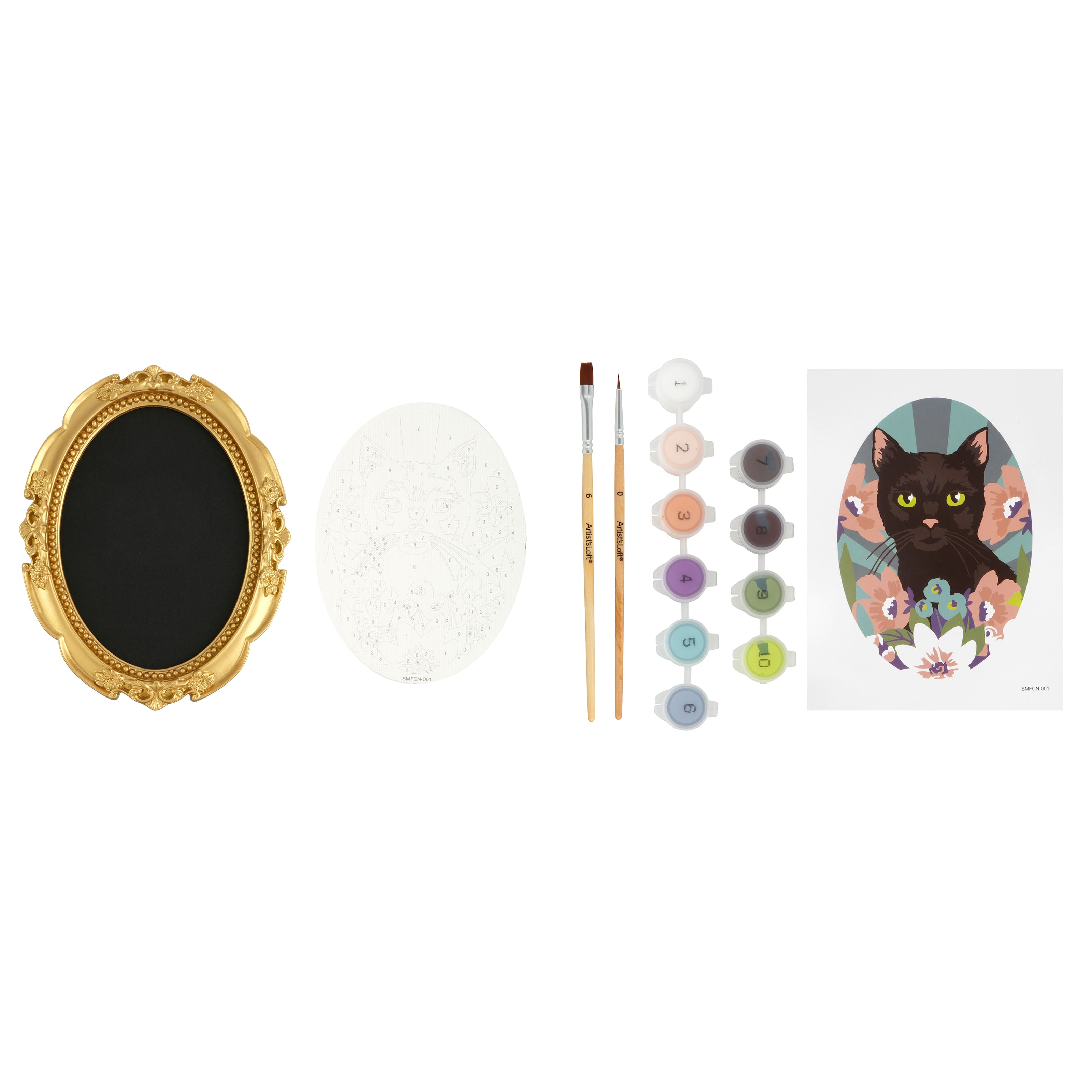 Cat with Florals Paint-by-Number Framed Mini Kit by Artist's Loft®
