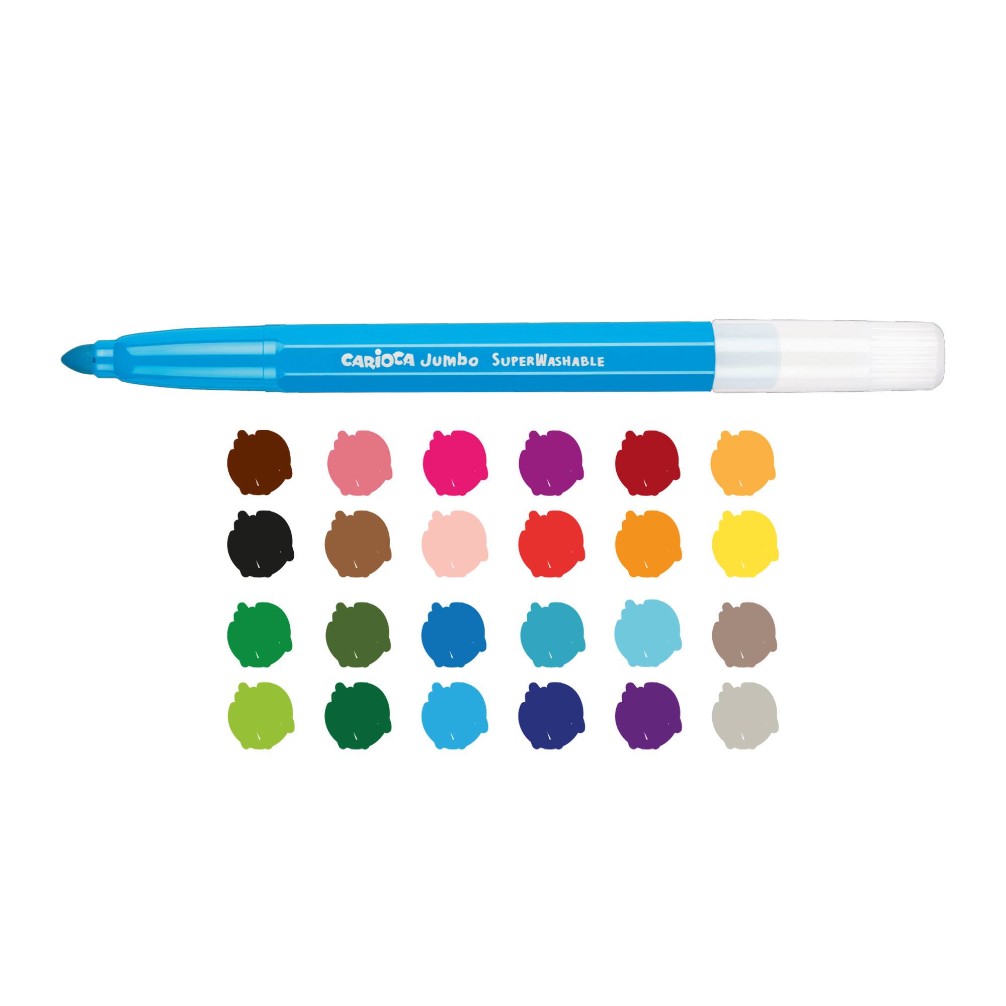 CARIOCA® 6mm Jumbo Maxi Tip Felt Tip Washable Pens Tube, 50ct.
