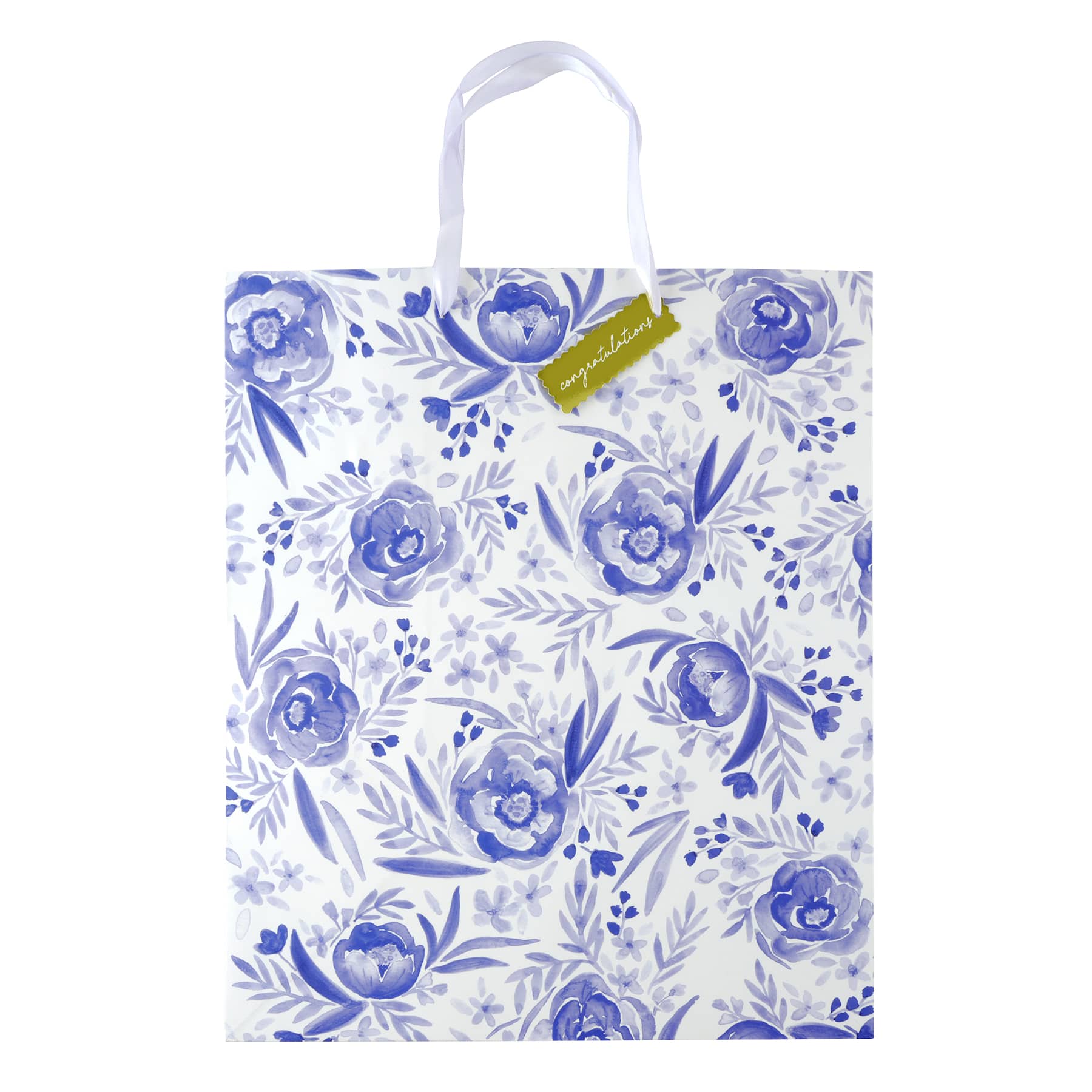 19" Blue Floral Jumbo Gift Bag by Celebrate It™