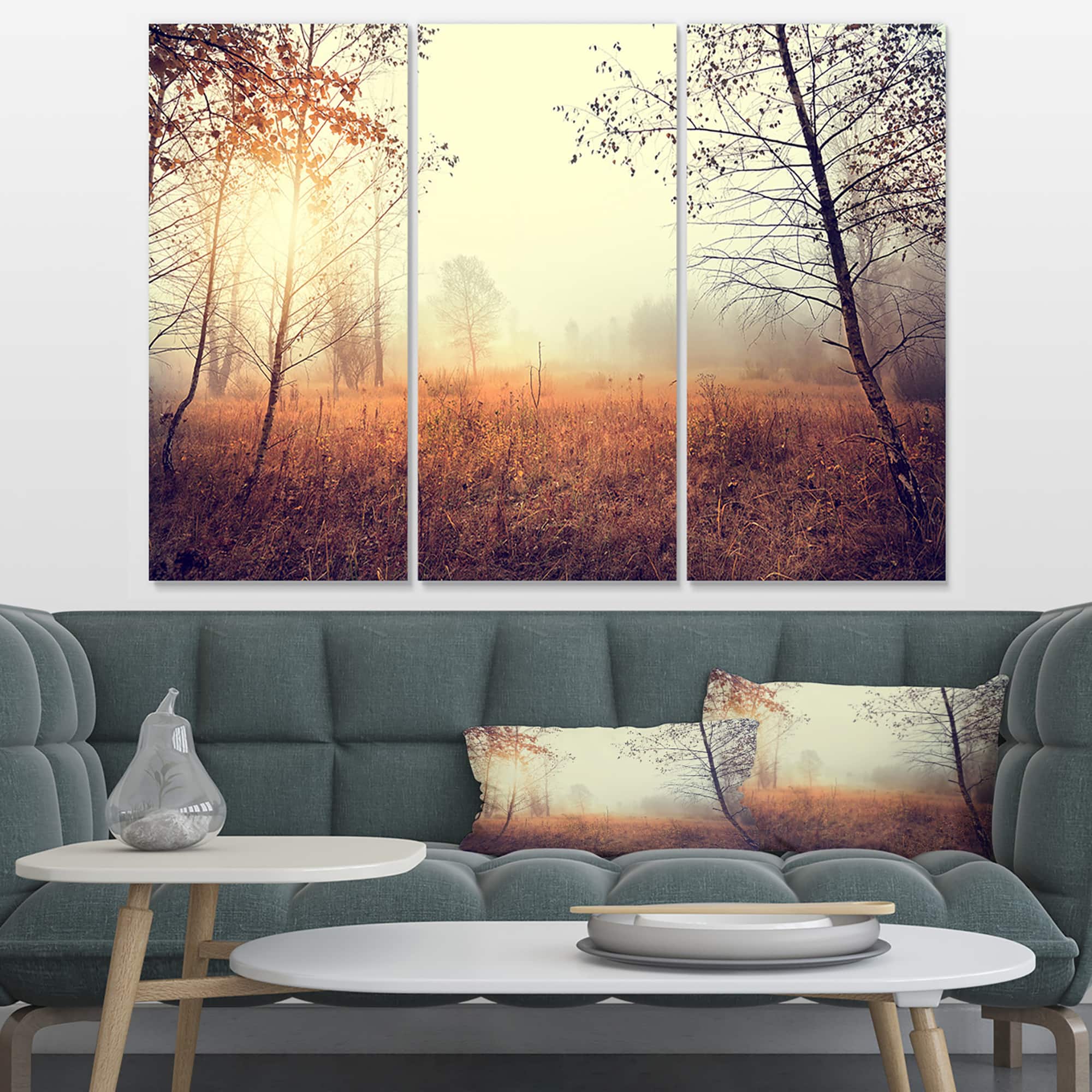 Designart - Charming Rural Field in Morning - Extra Large Wall Art Landscape