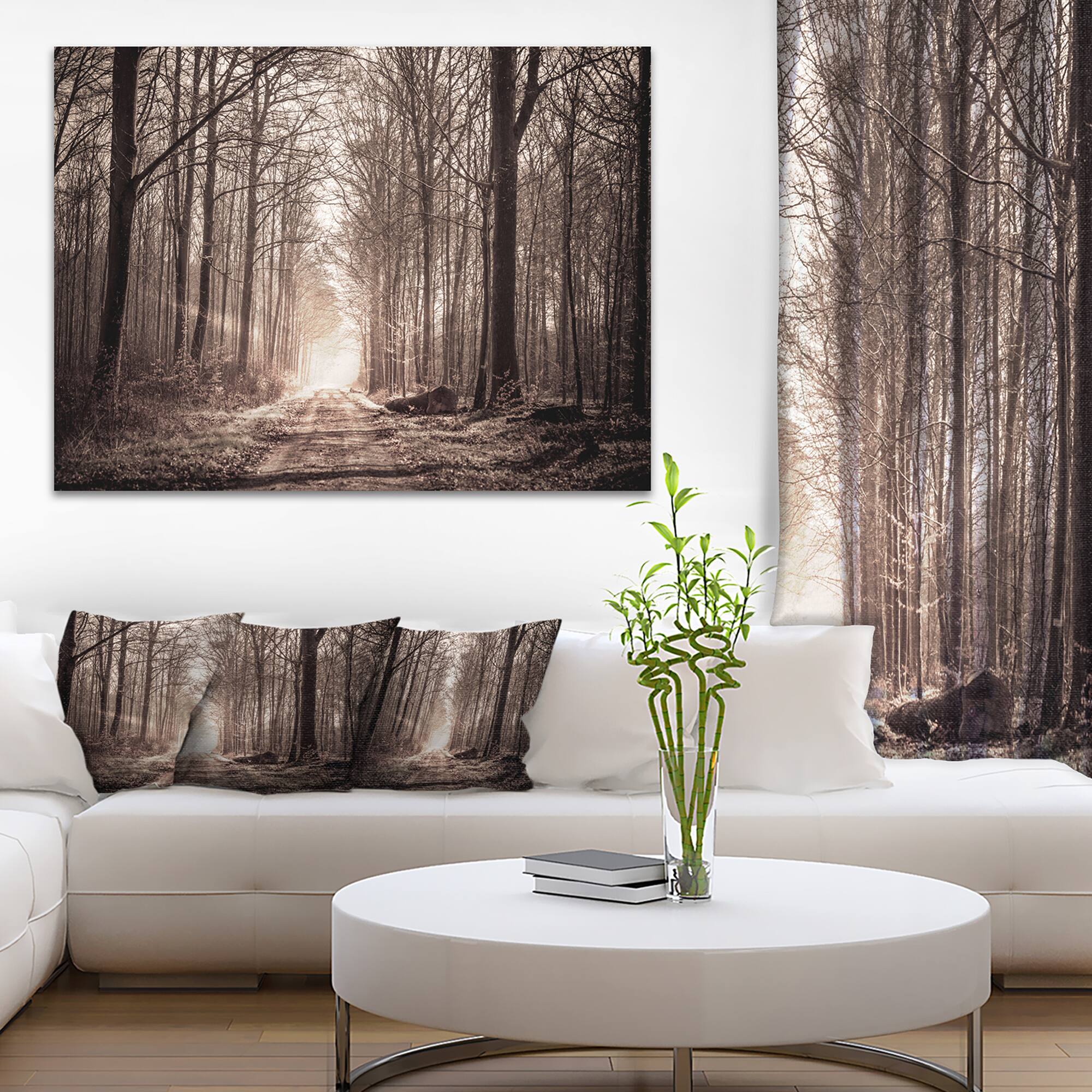 Designart - Forest Trail in Sepia - Landscape Photography Canvas Art Print