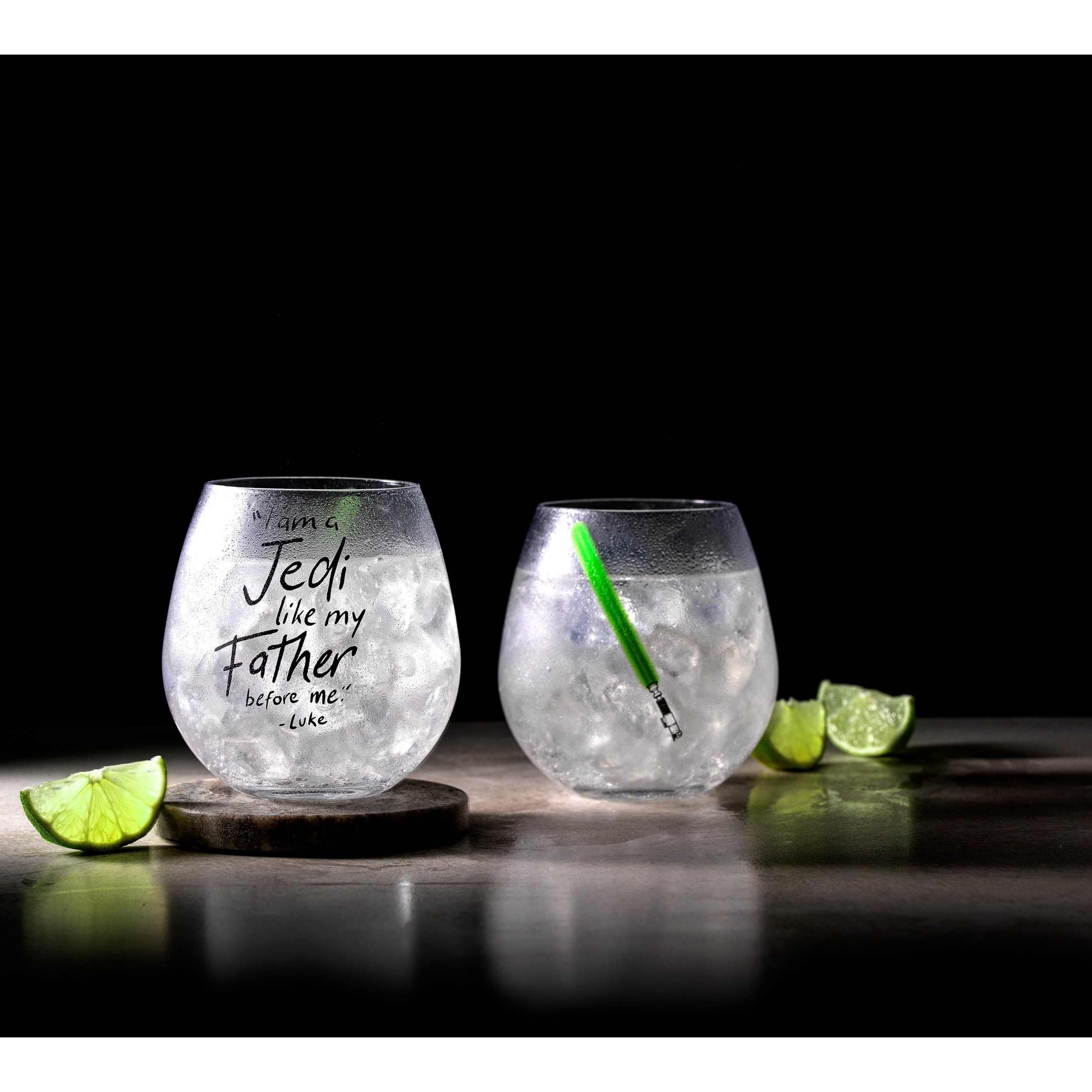 JoyJolt® Star Wars™ 15oz. New Hope Luke Skywalker Green Lightsaber Stemless Drinking Glass, 2ct.