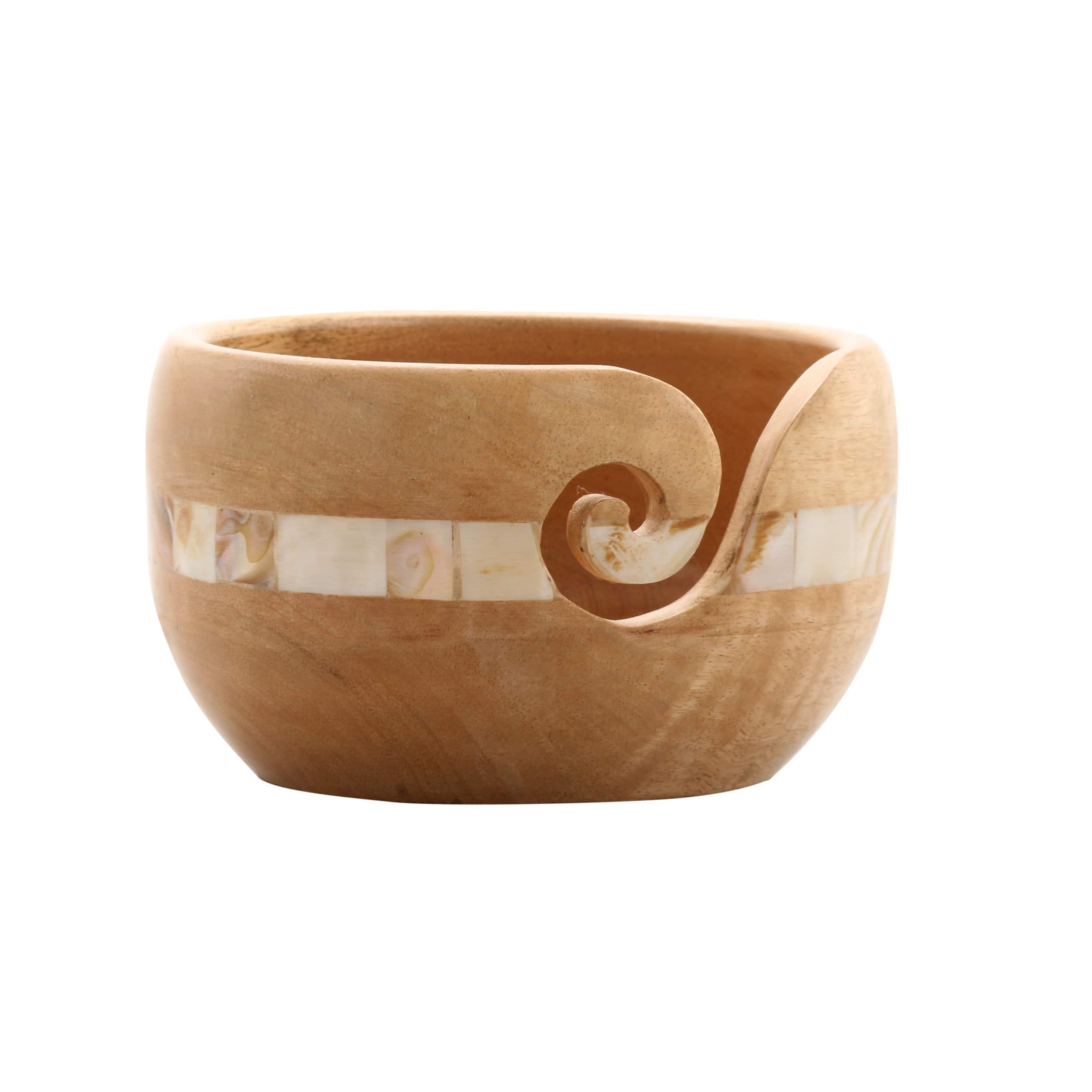 6 Pack: Mango Wood Yarn Bowl with Mother of Pearl by Loops & Threads™